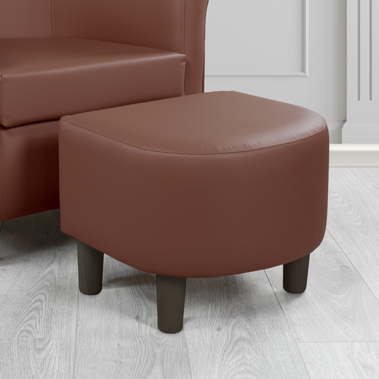 Tuscany Brown Faux Leather Footstool (6541217366058)