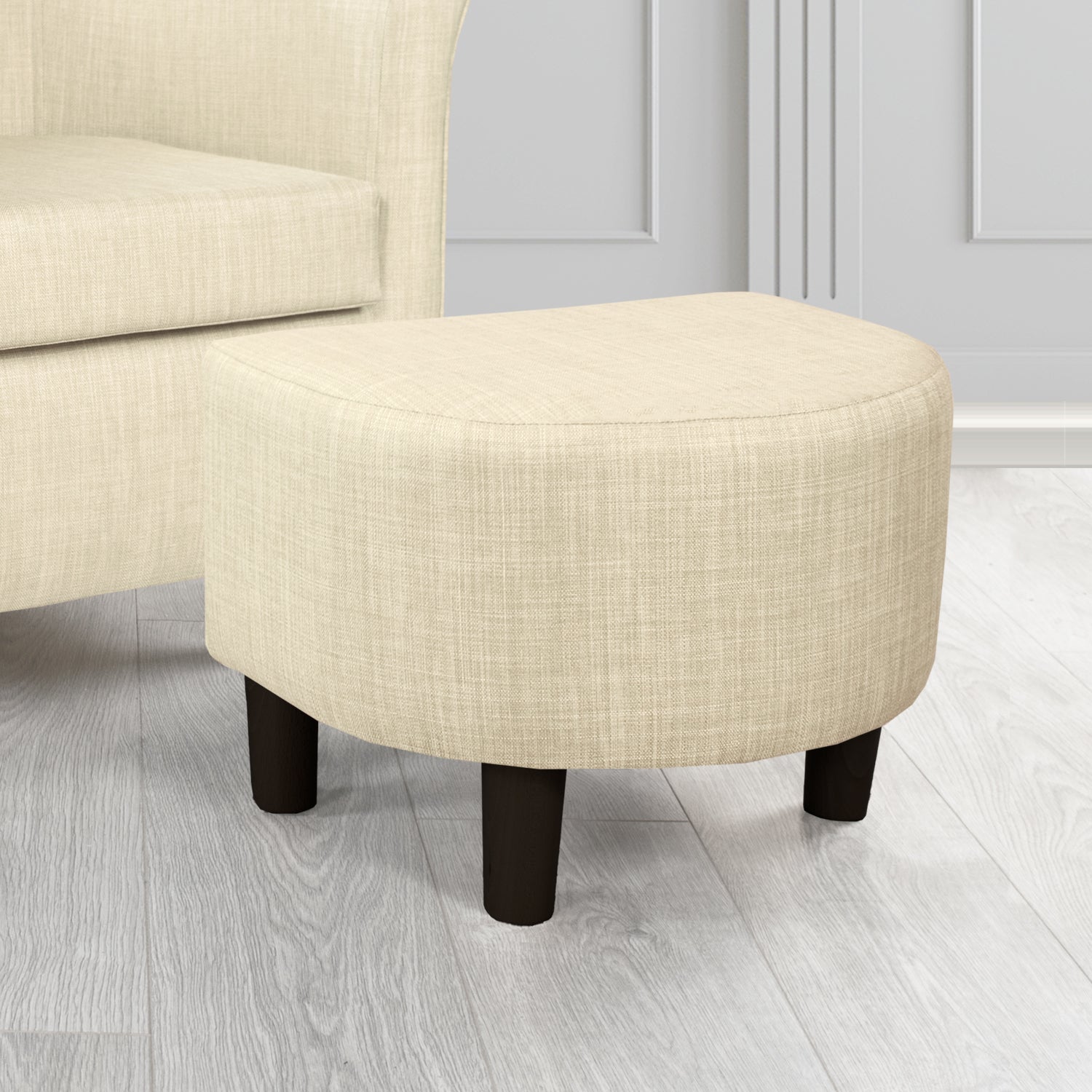 Tuscany Charles Cream Plain Linen Fabric Footstool