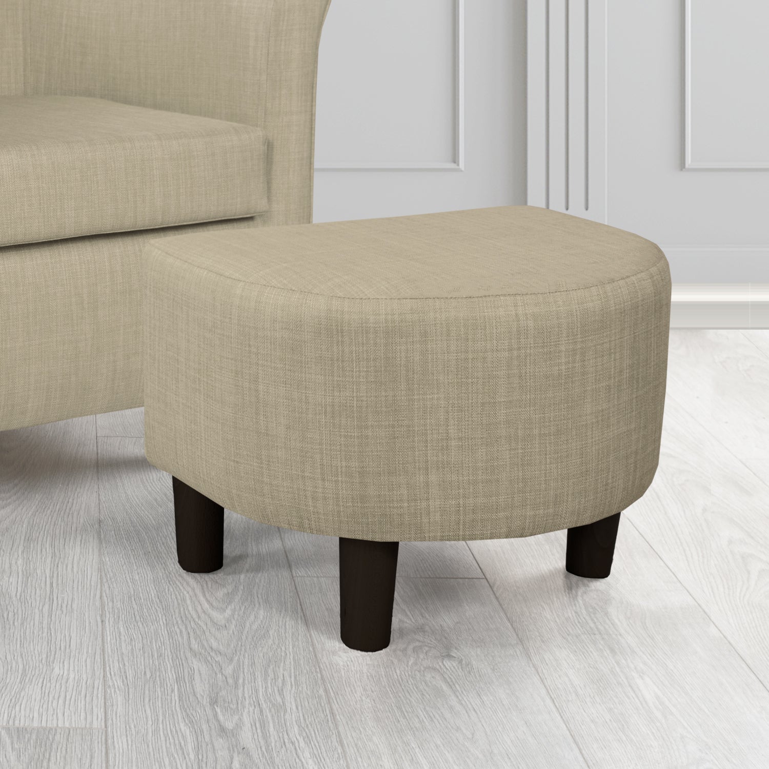 Tuscany Charles Fudge Plain Linen Fabric Footstool - The Tub Chair Shop