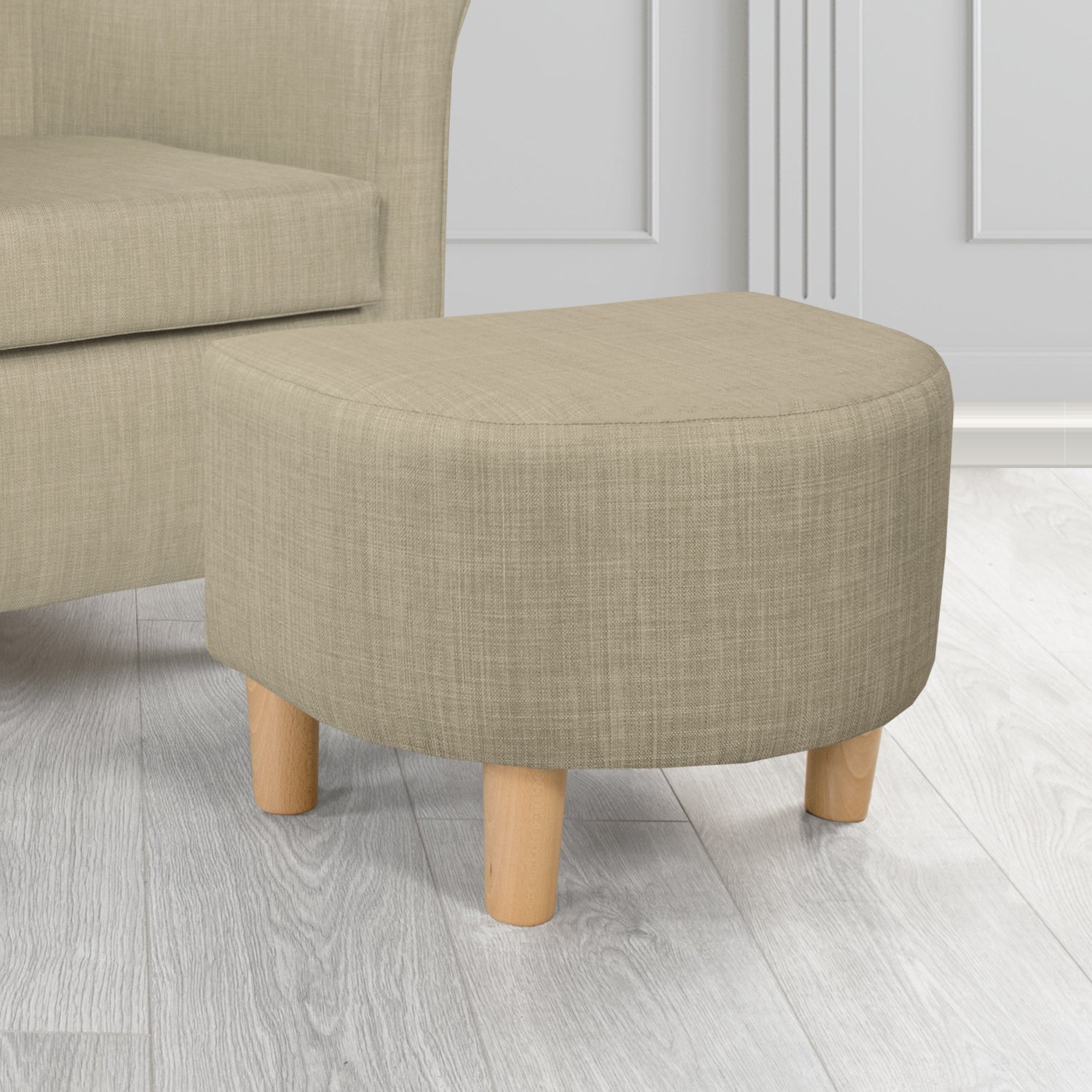 Tuscany Charles Fudge Plain Linen Fabric Footstool