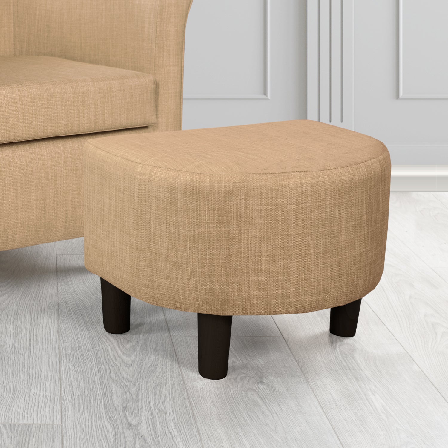Tuscany Charles Honey Plain Linen Fabric Footstool - The Tub Chair Shop
