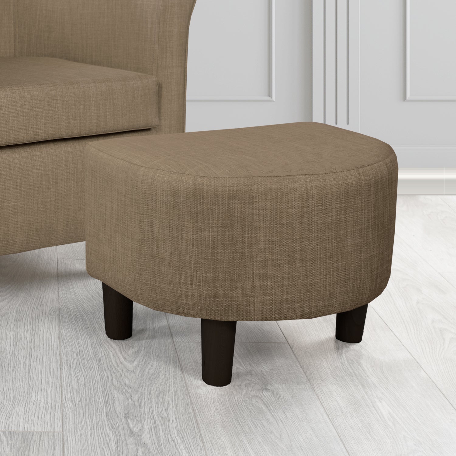 Tuscany Charles Nutmeg Plain Linen Fabric Footstool