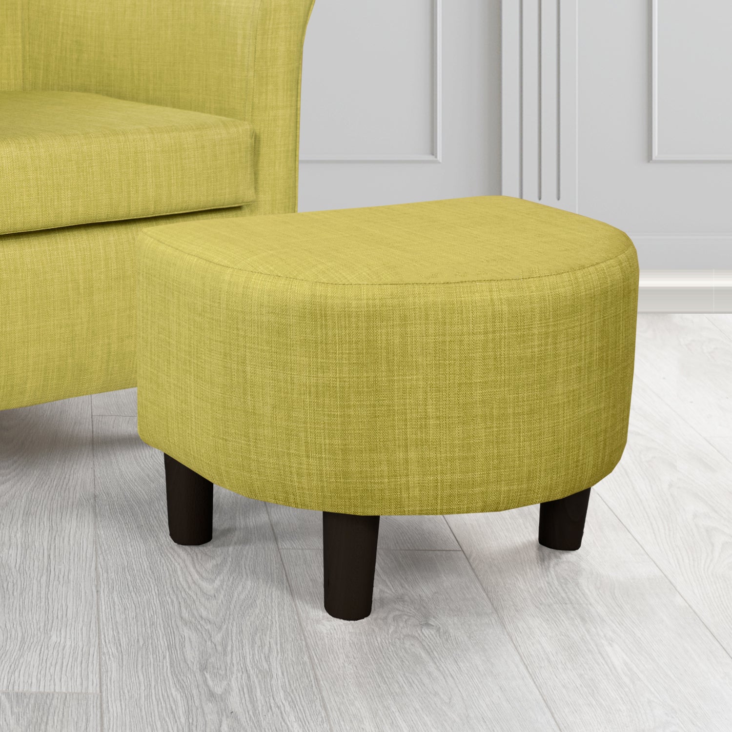 Tuscany Charles Olive Plain Linen Fabric Footstool