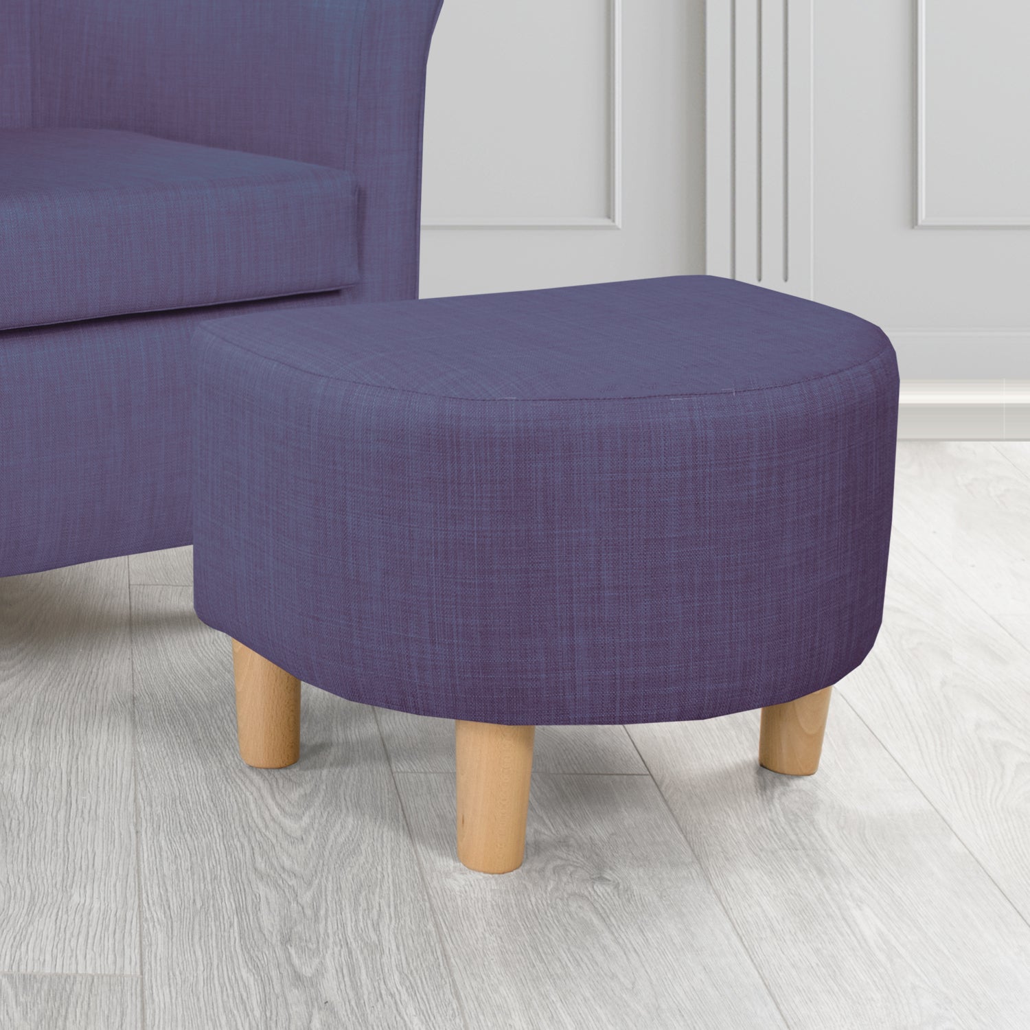 Tuscany Charles Purple Plain Linen Fabric Footstool - The Tub Chair Shop