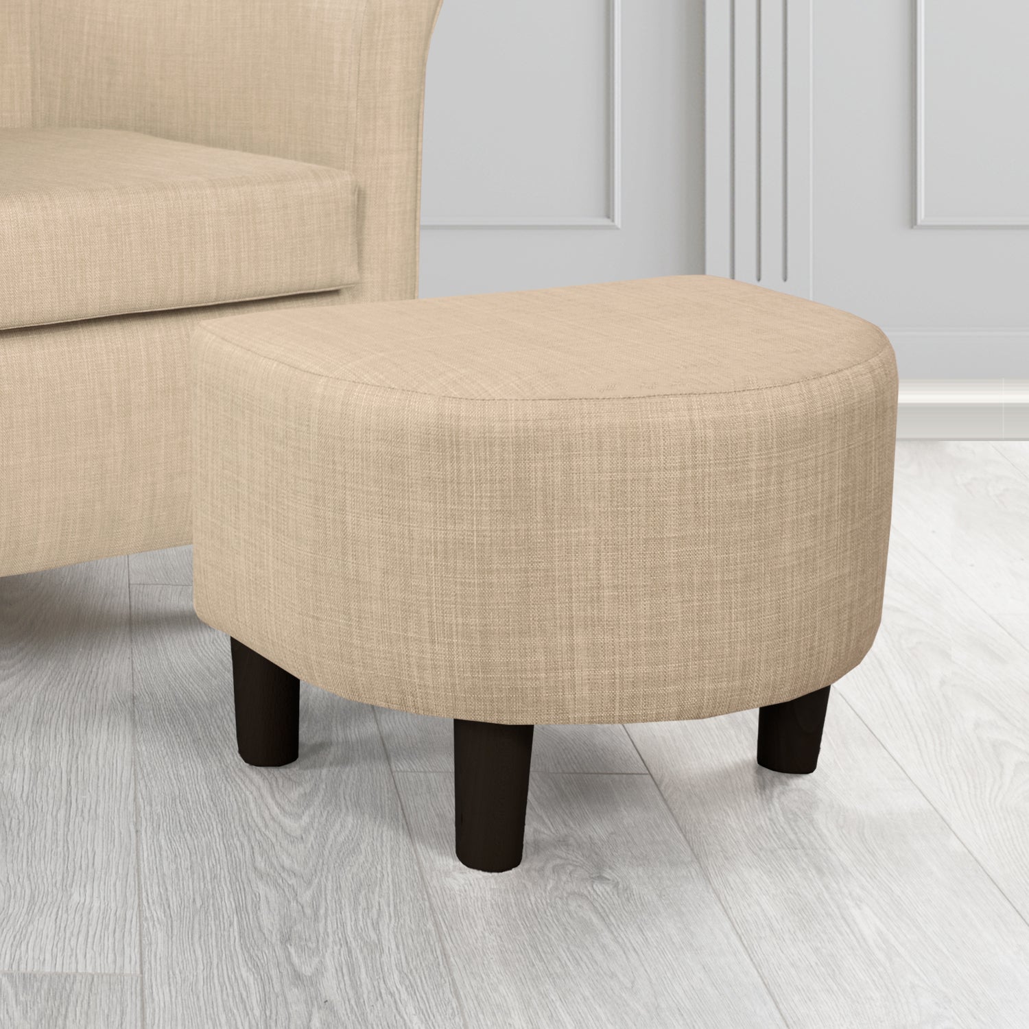 Tuscany Charles Sand Plain Linen Fabric Footstool - The Tub Chair Shop