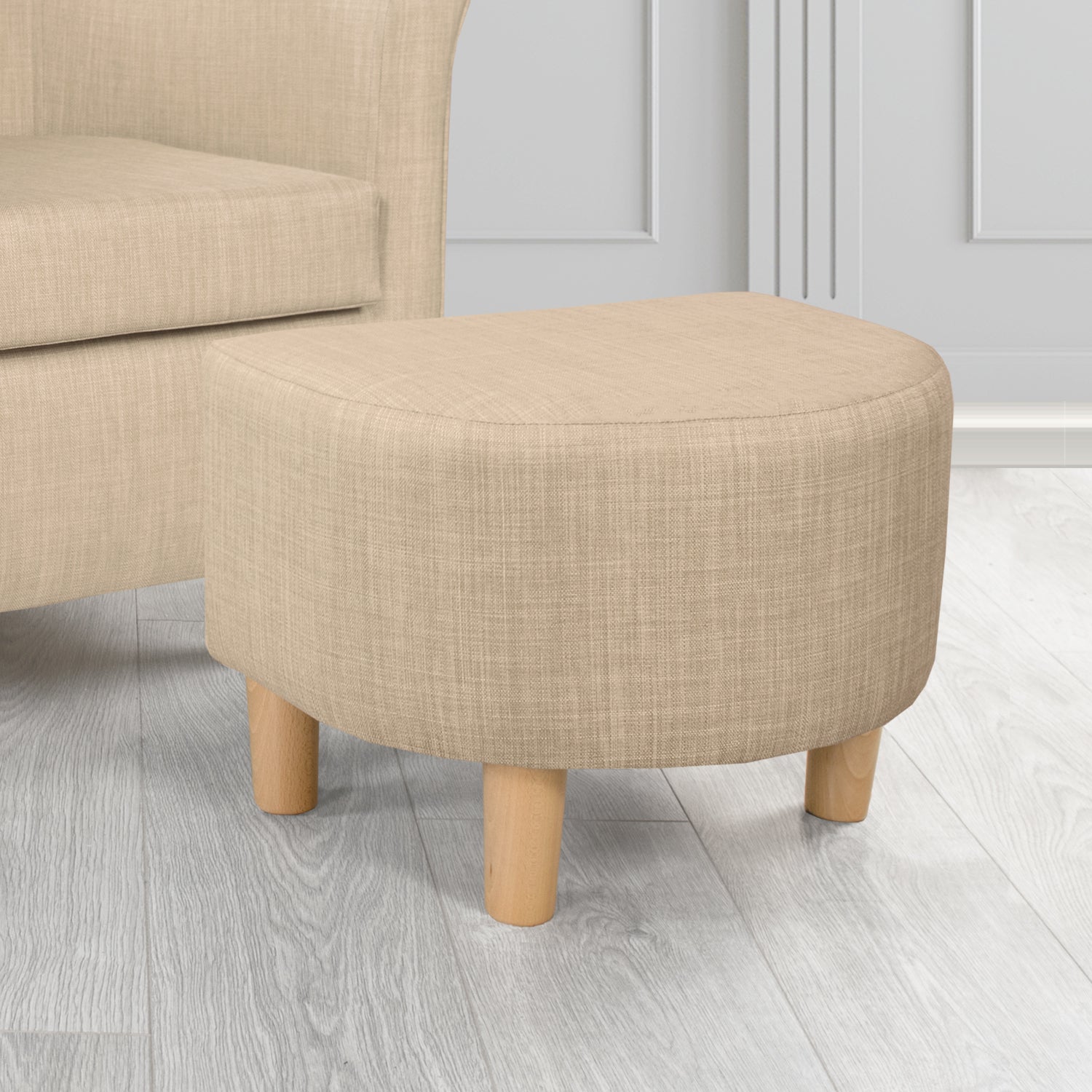 Tuscany Charles Sand Plain Linen Fabric Footstool - The Tub Chair Shop