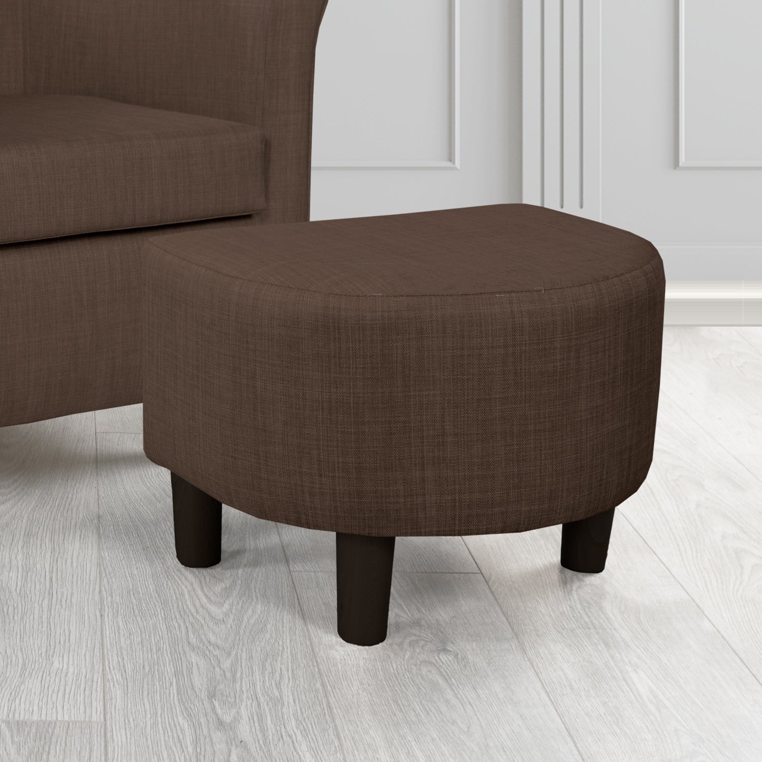 Tuscany Charles Sandalwood Plain Linen Fabric Footstool - The Tub Chair Shop