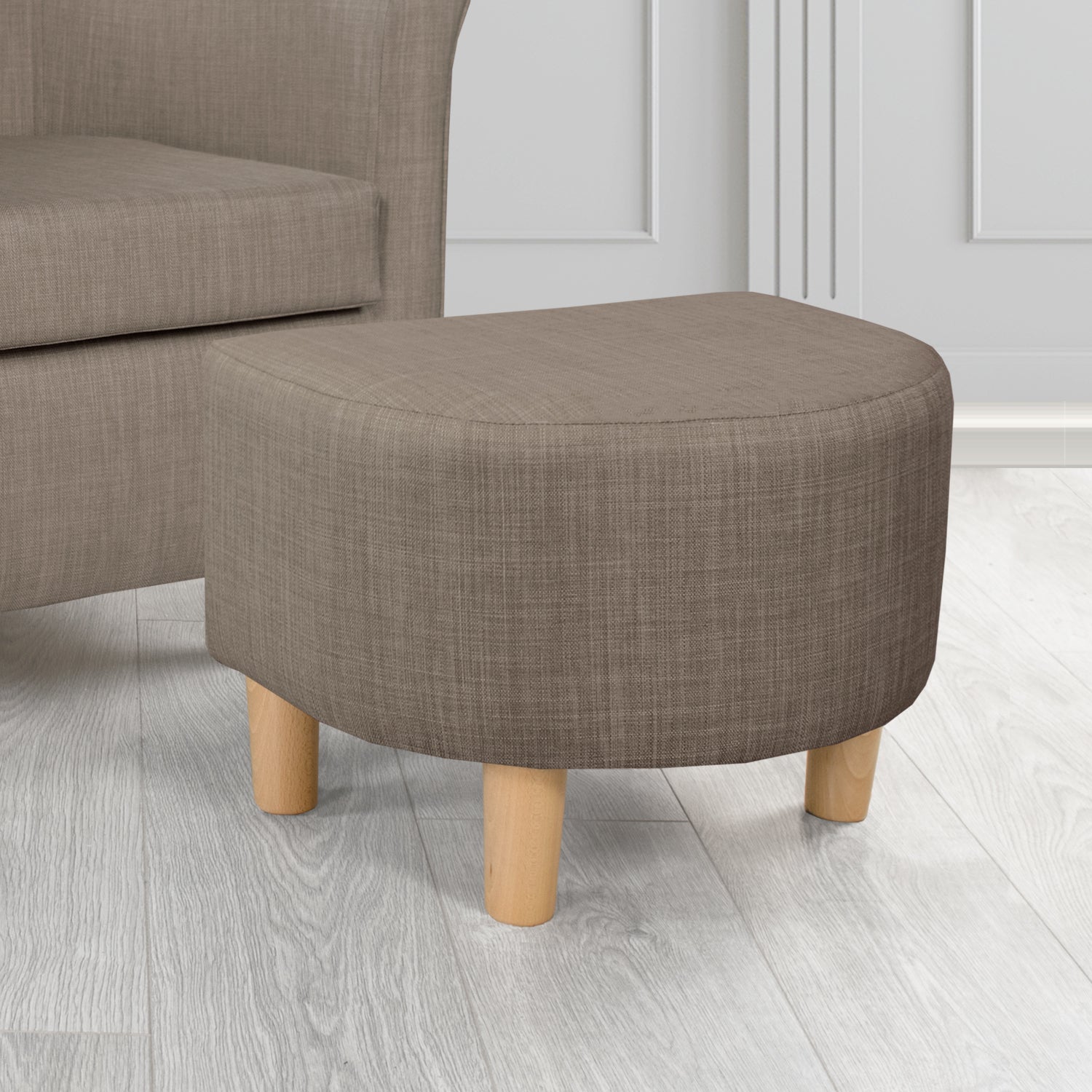 Tuscany Charles Slate Plain Linen Fabric Footstool
