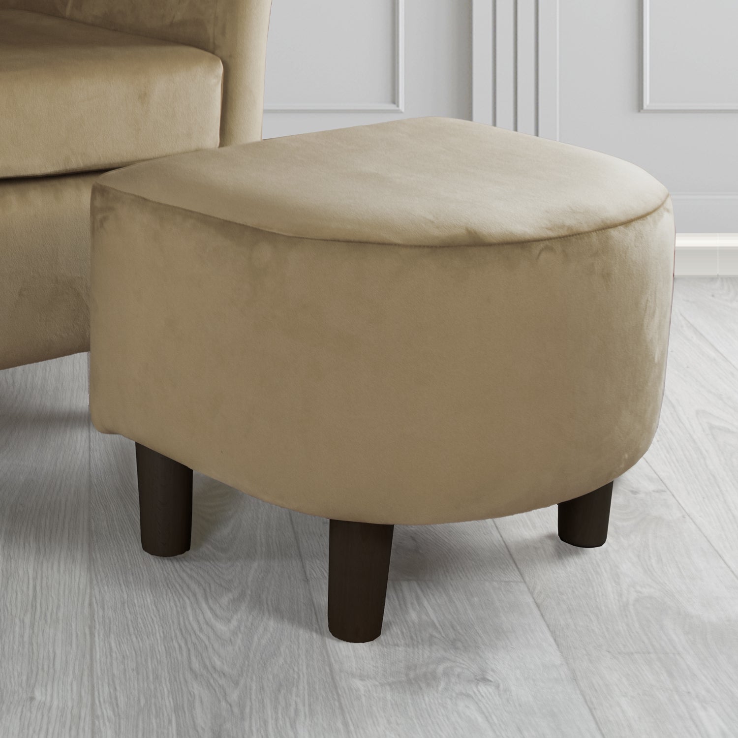 Tuscany Monaco Plush Biscuit Velvet Fabric Footstool (6594118909994)
