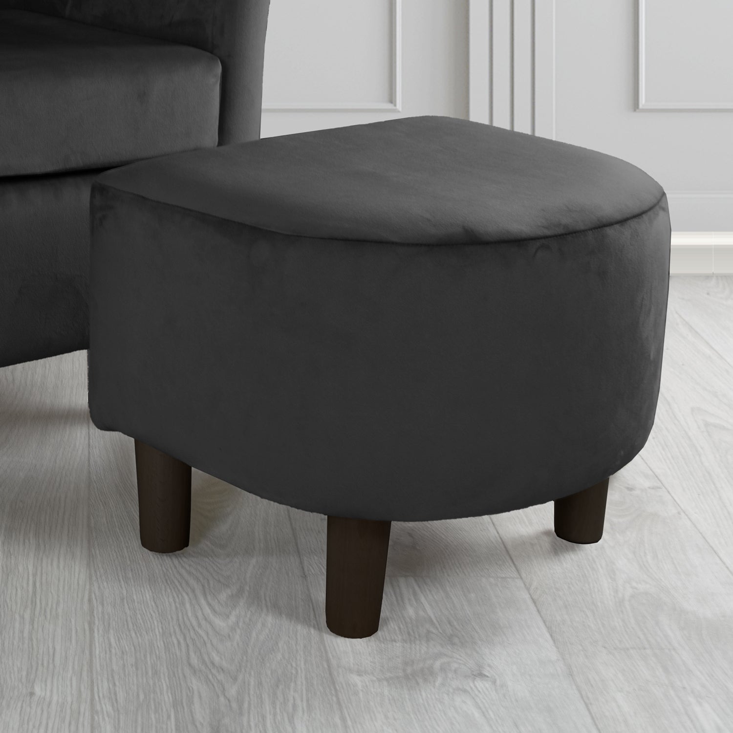 Tuscany Monaco Black Plush Velvet Fabric Footstool (6594120515626)