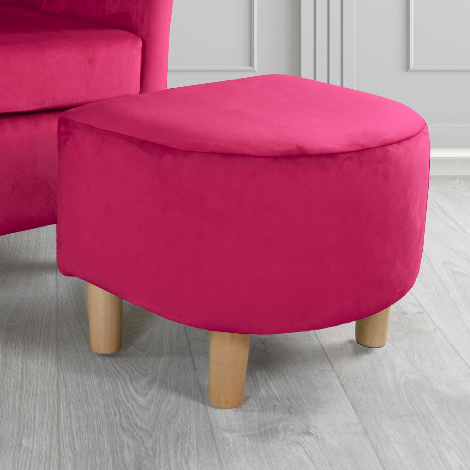 Tuscany Monaco Boysenberry Plush Velvet Fabric Footstool (6594121334826)