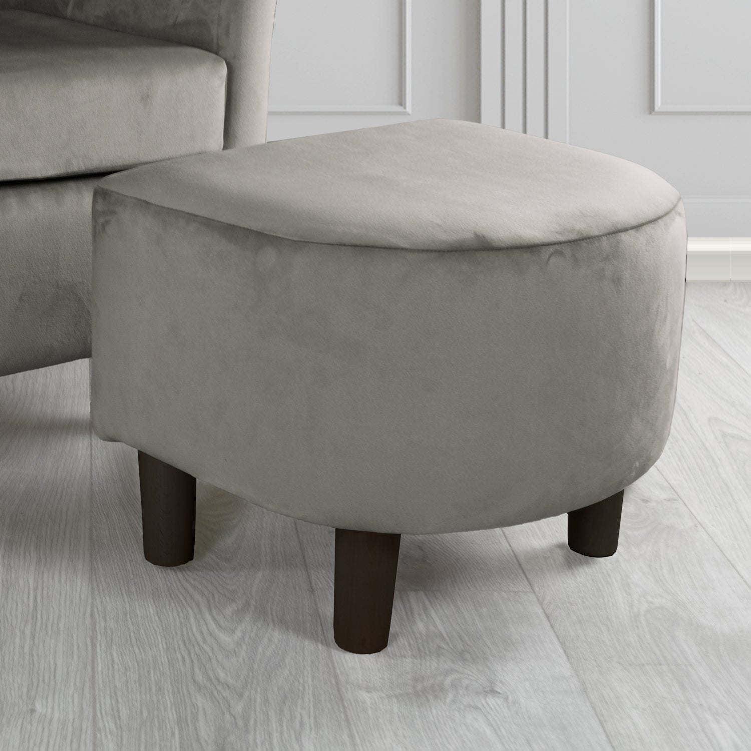 Tuscany Monaco Charcoal Plush Velvet Fabric Footstool (6594122645546)