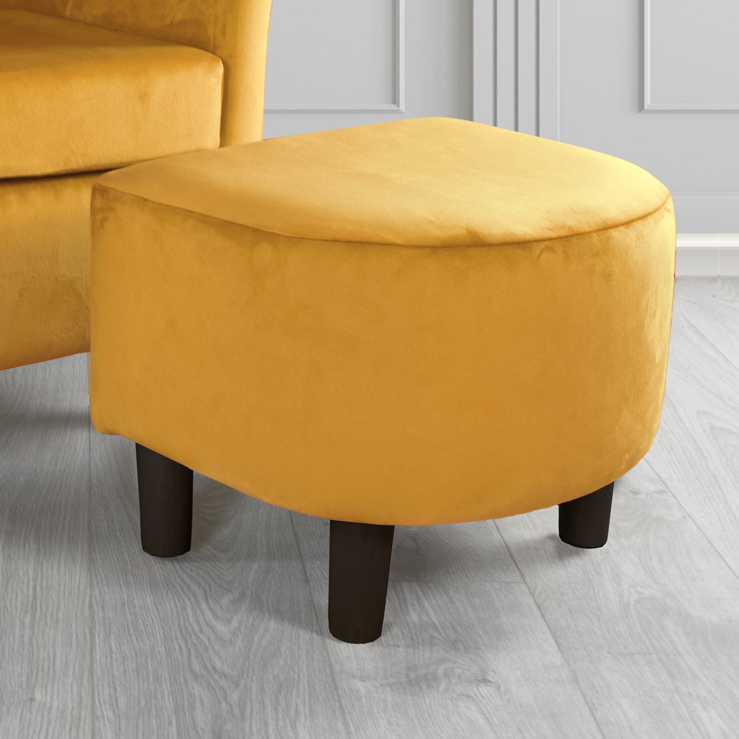 Tuscany Monaco Gold Plush Velvet Fabric Footstool (6594123989034)