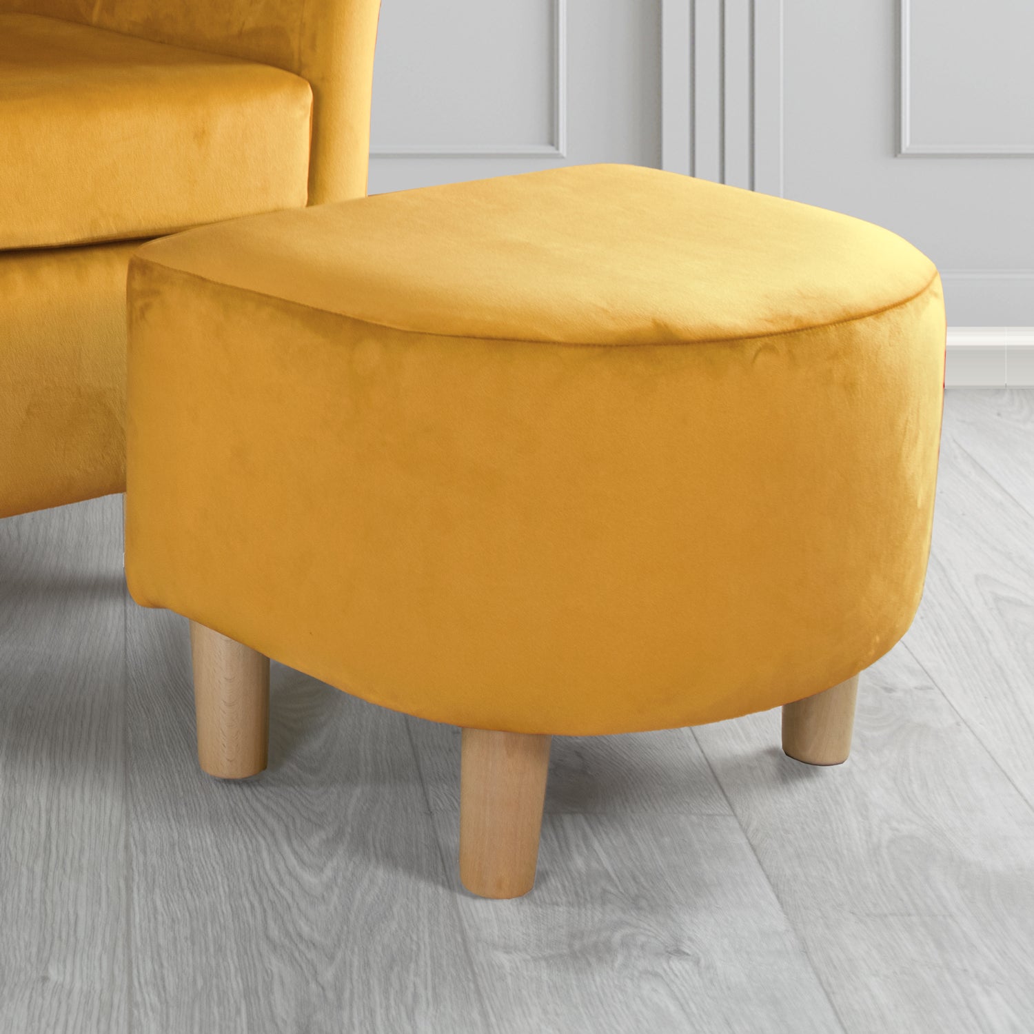 Tuscany Monaco Gold Plush Velvet Fabric Footstool (6594123989034)