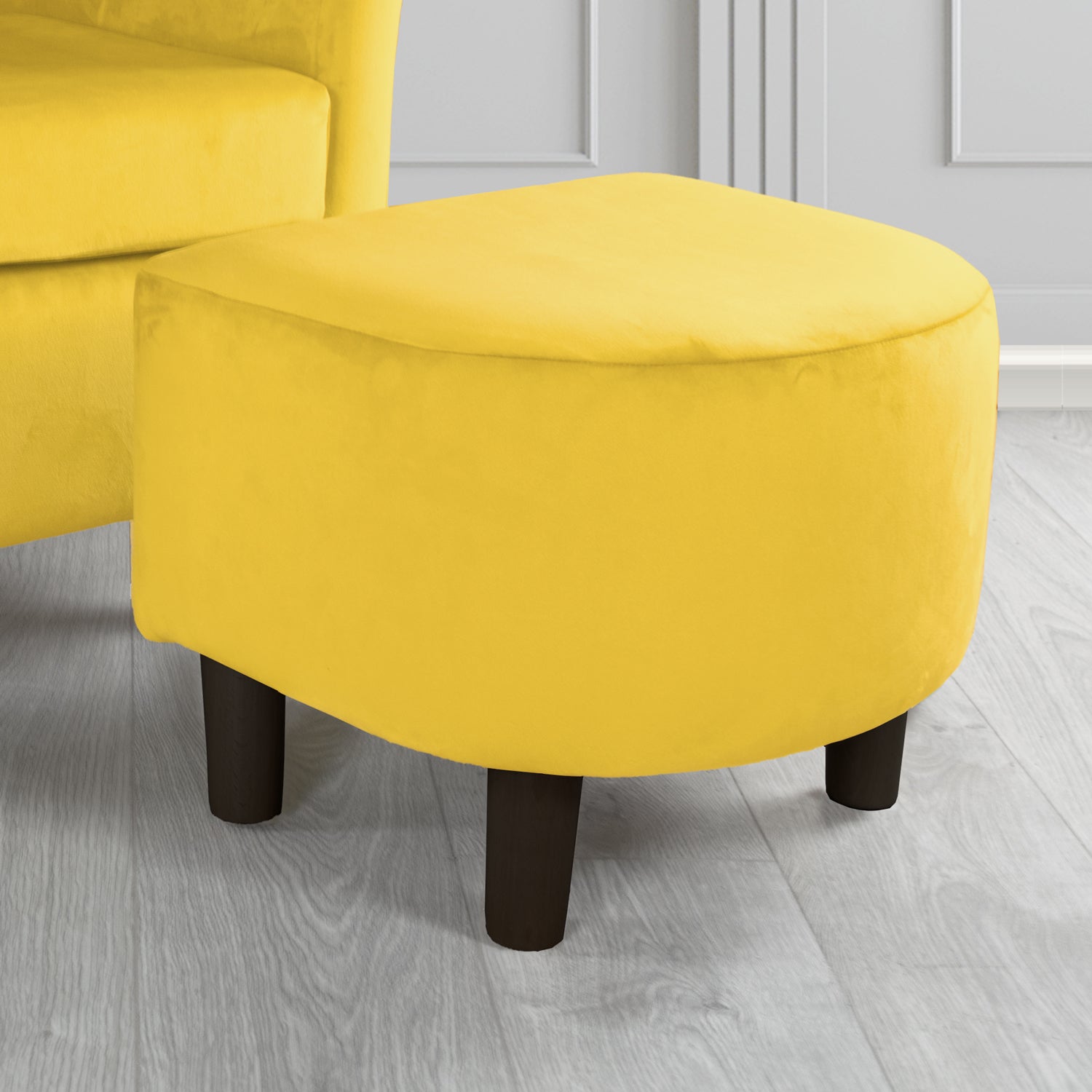 Tuscany Monaco Lemon Plush Velvet Fabric Footstool (6594128379946)