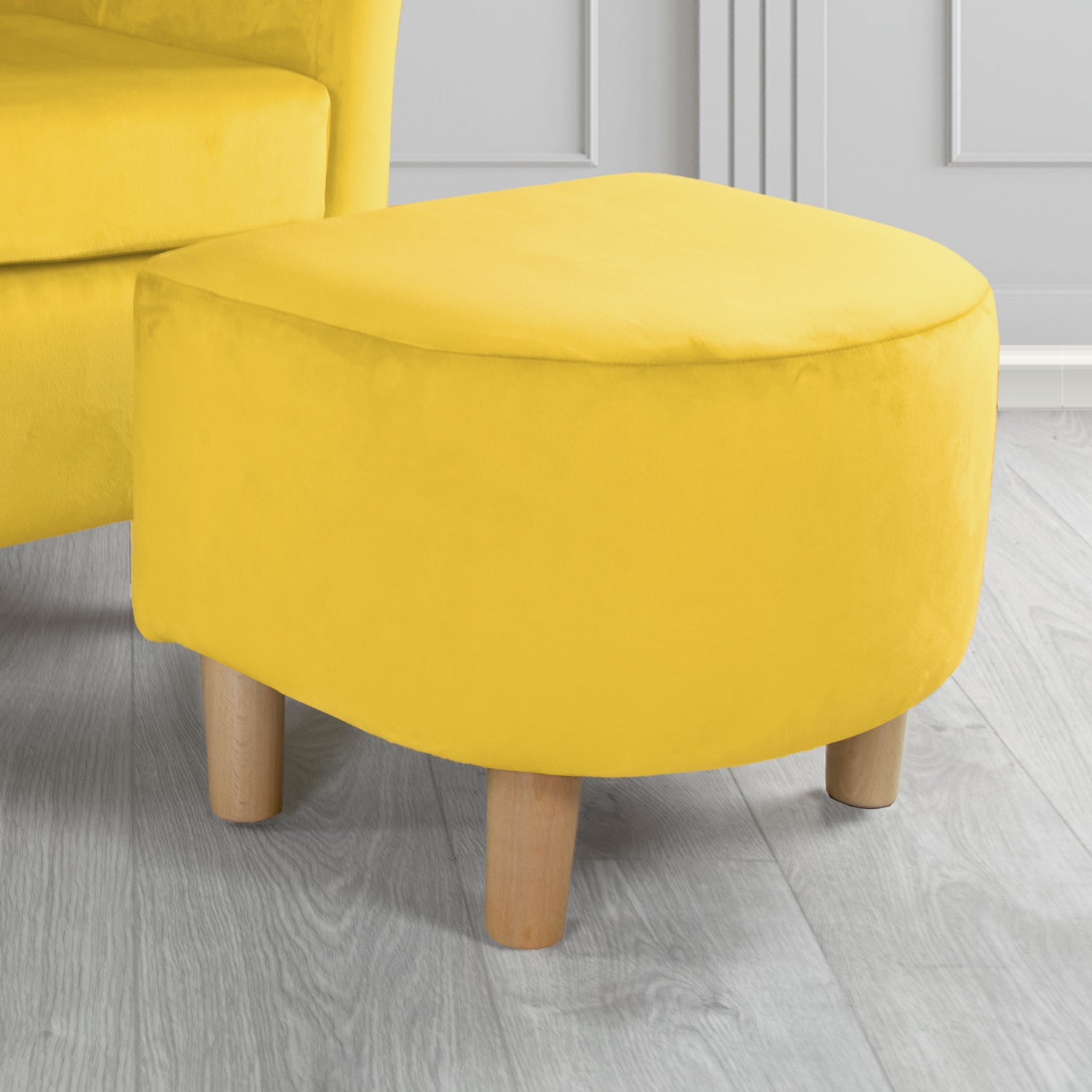 Tuscany Monaco Lemon Plush Velvet Fabric Footstool (6594128379946)