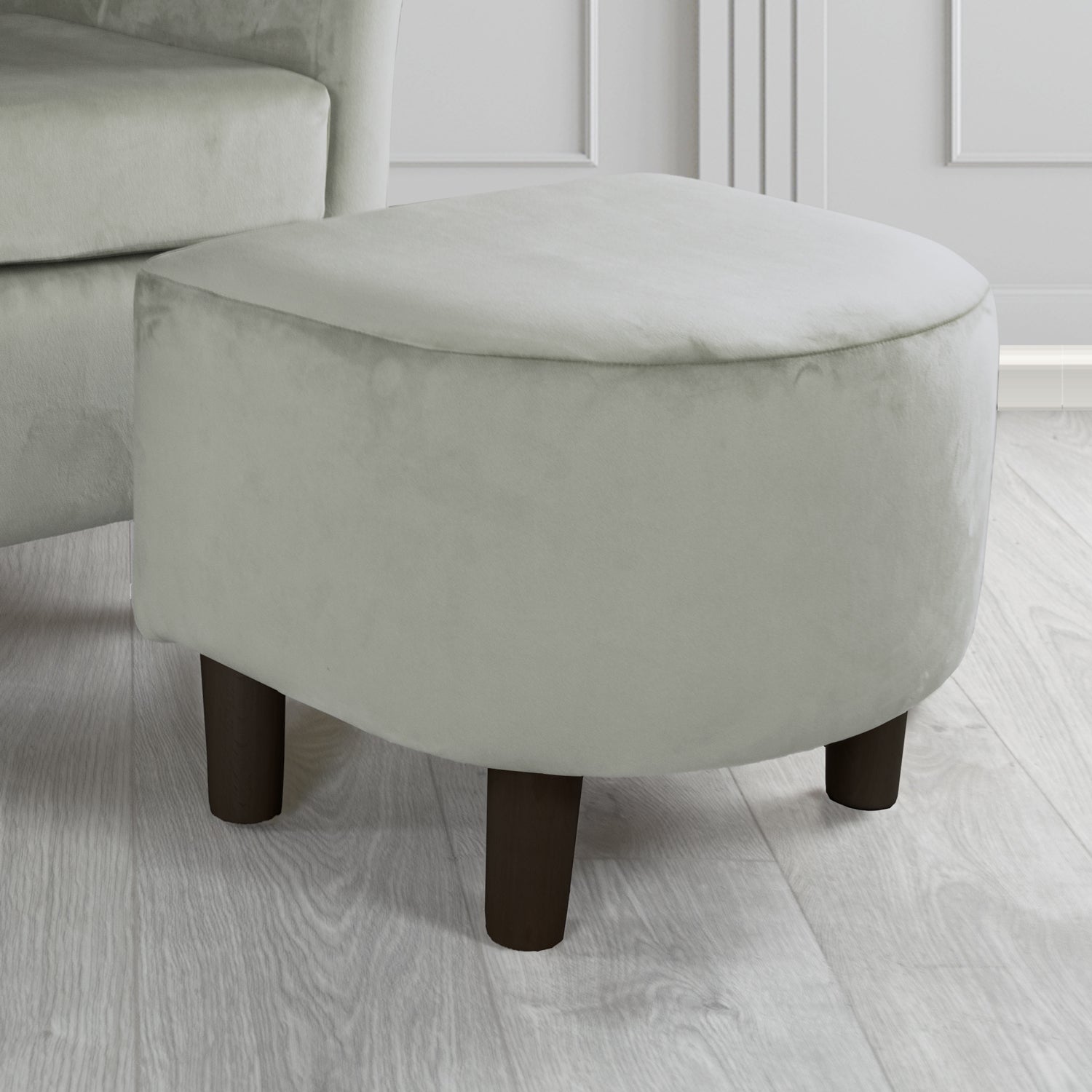 Tuscany Monaco Silver Plush Velvet Fabric Footstool (6594142044202)
