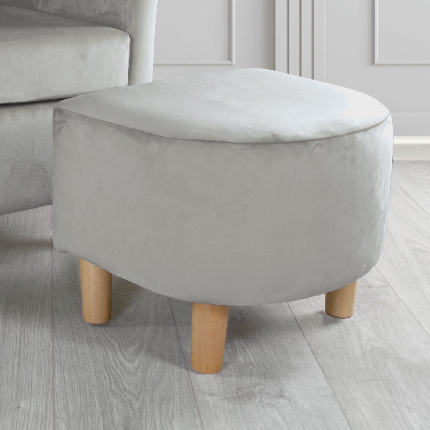 Tuscany Monaco Steel Plush Velvet Fabric Footstool (6594142568490)