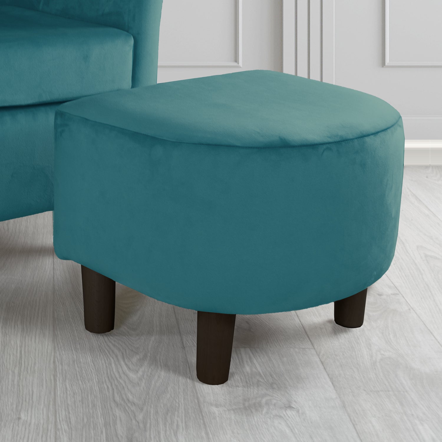 Tuscany Monaco Teal Plush Velvet Fabric Footstool (6594144075818)