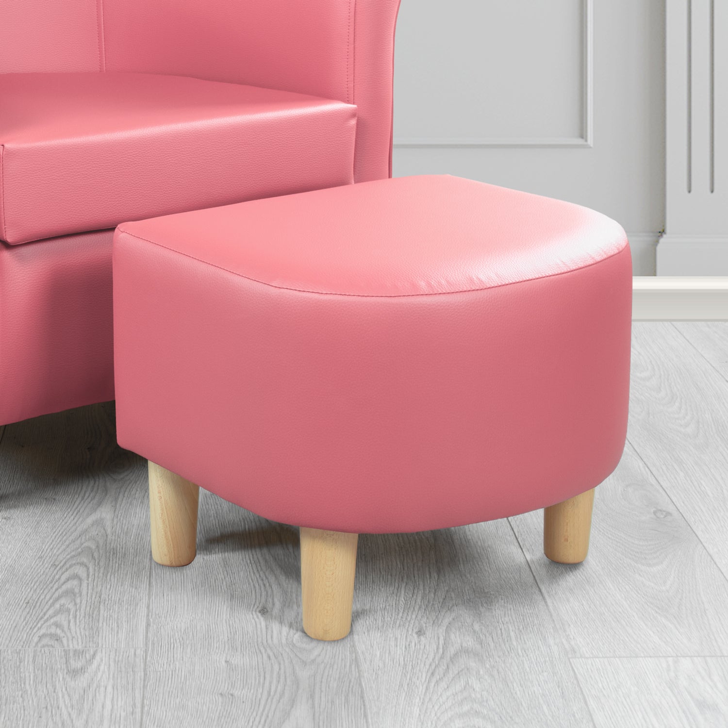 Tuscany Pink Faux Leather Footstool (6541240434730)