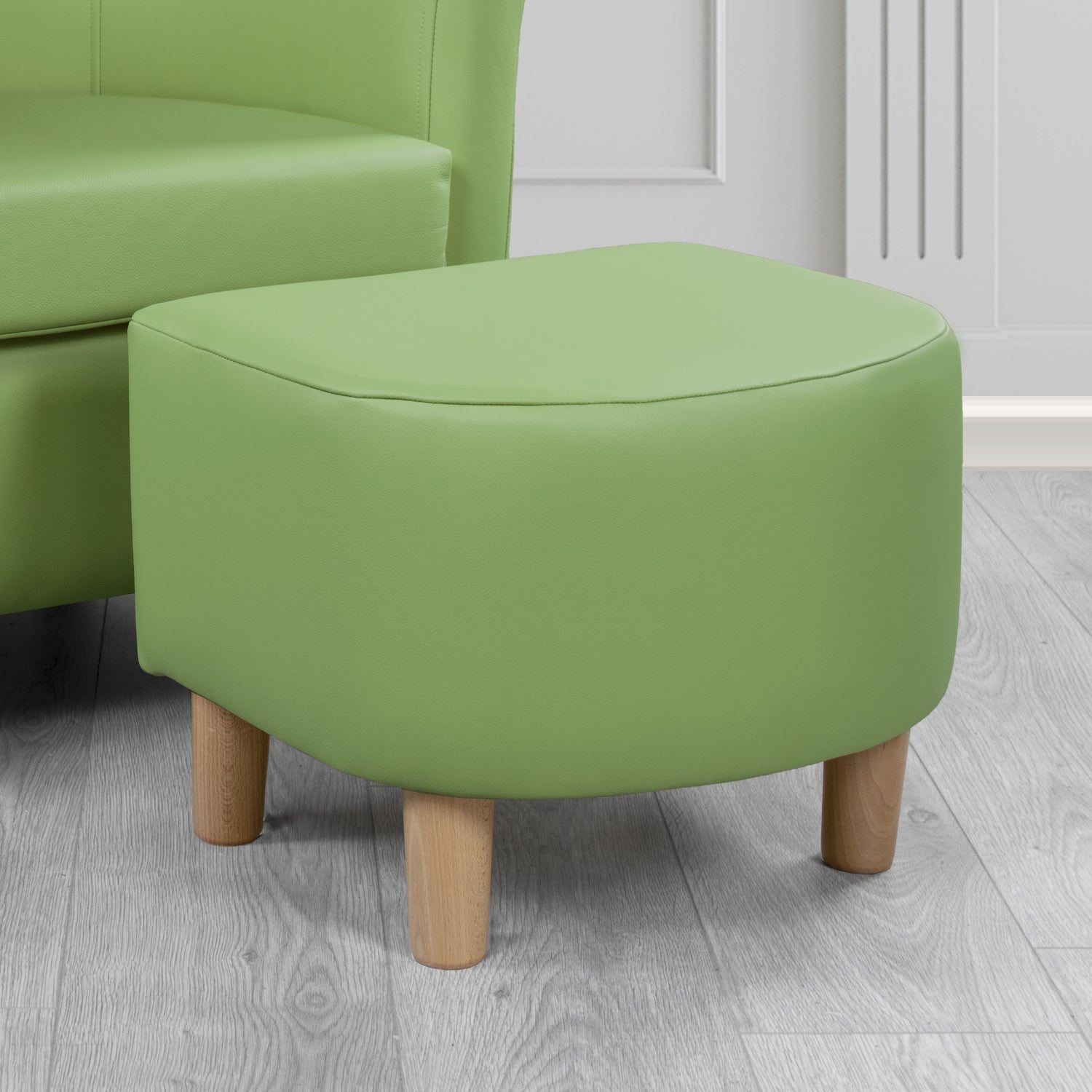 Tuscany Shelly Pea Green Crib 5 Genuine Leather Footstool (4624790913066)