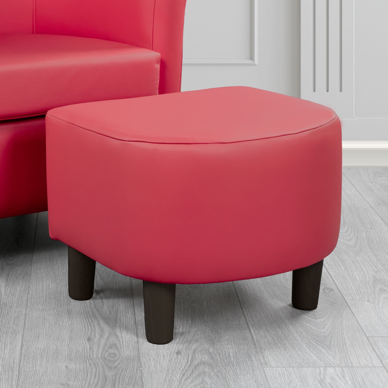 Tuscany Shelly Velvet Red Crib 5 Genuine Leather Footstool (4624801267754)