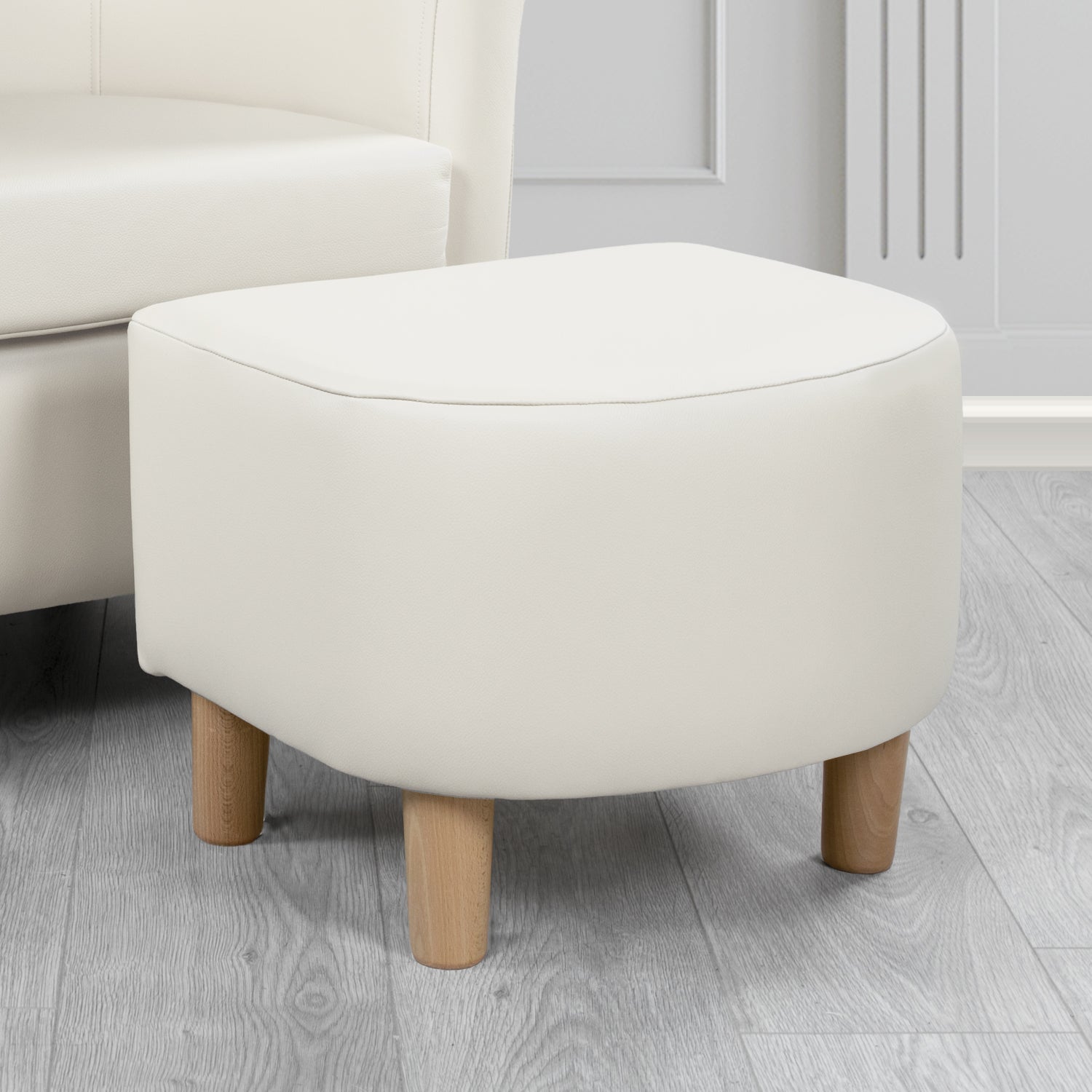 Tuscany Shelly White Crib 5 Genuine Leather Footstool (4624802283562)