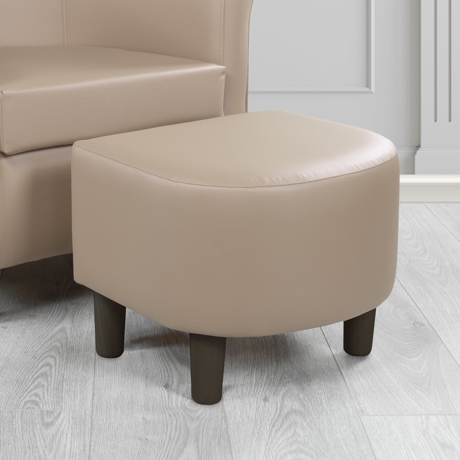 Tuscany Taupe Faux Leather Footstool (6541251837994)