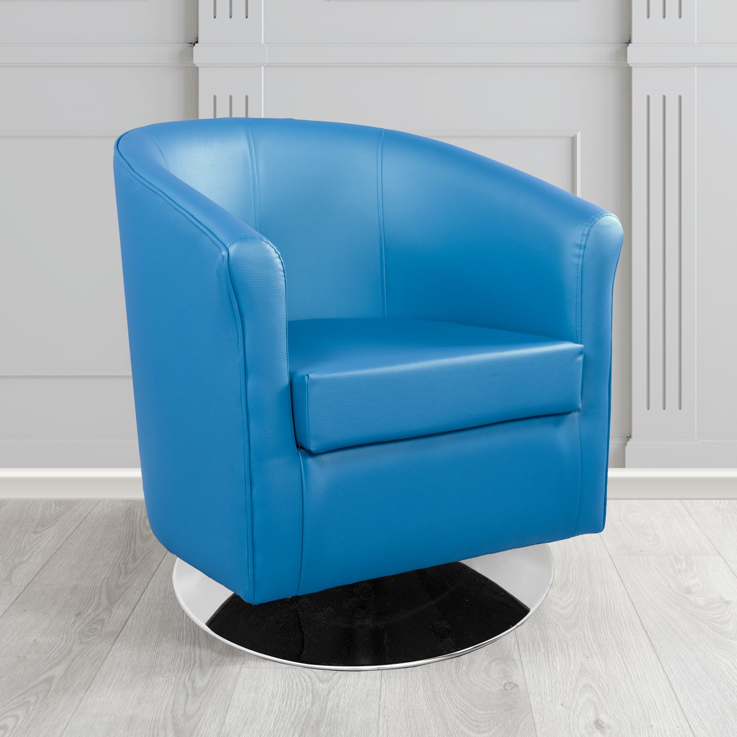 Tuscany Blue Faux Leather Swivel Tub Chair (4534412541994)