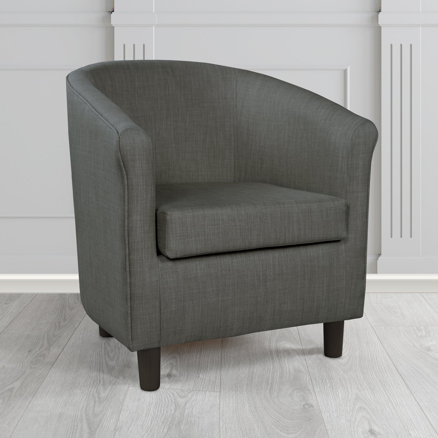 Tuscany Charles Charcoal Plain Linen Fabric Tub Chair