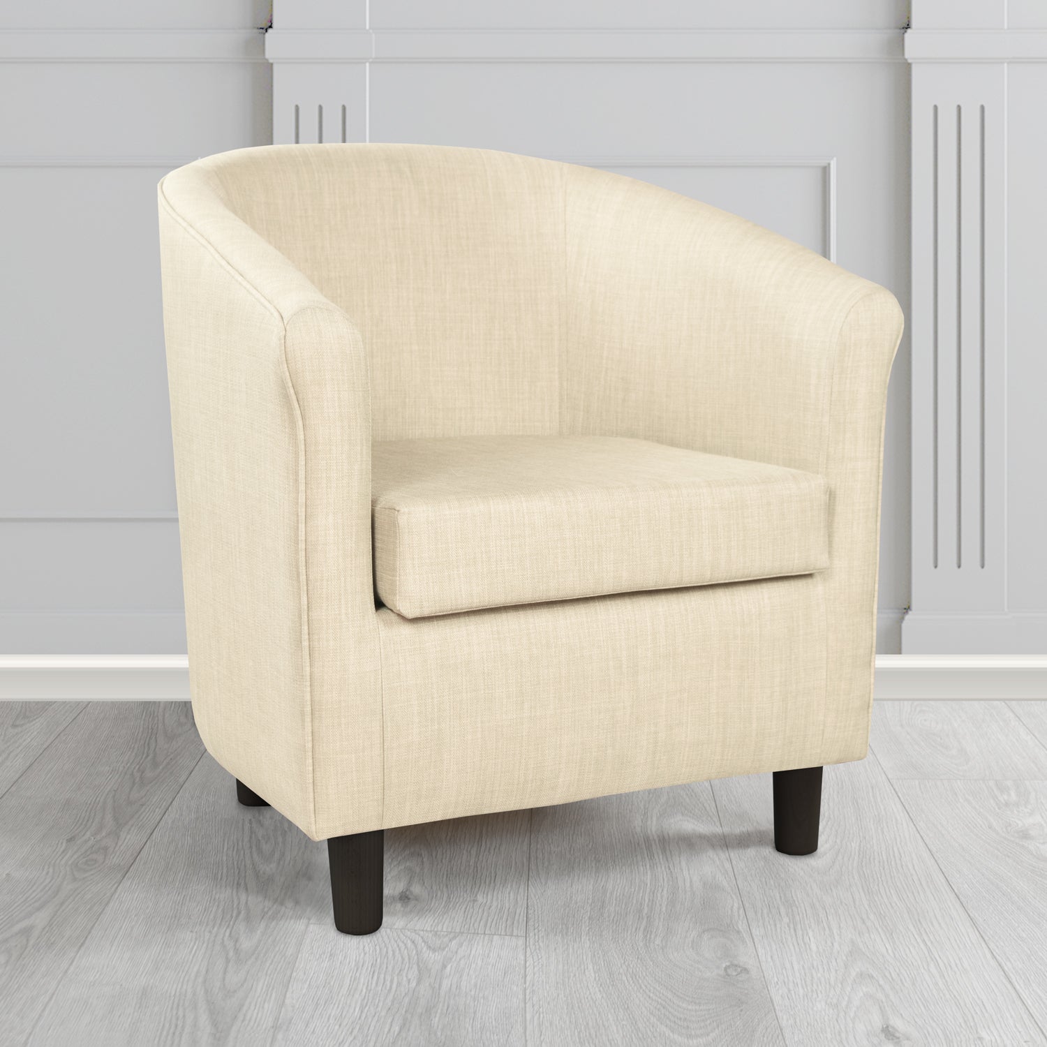 Tuscany Charles Cream Plain Linen Fabric Tub Chair - The Tub Chair Shop