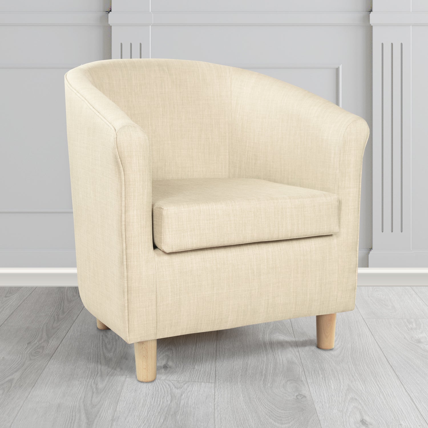 Tuscany Charles Cream Plain Linen Fabric Tub Chair