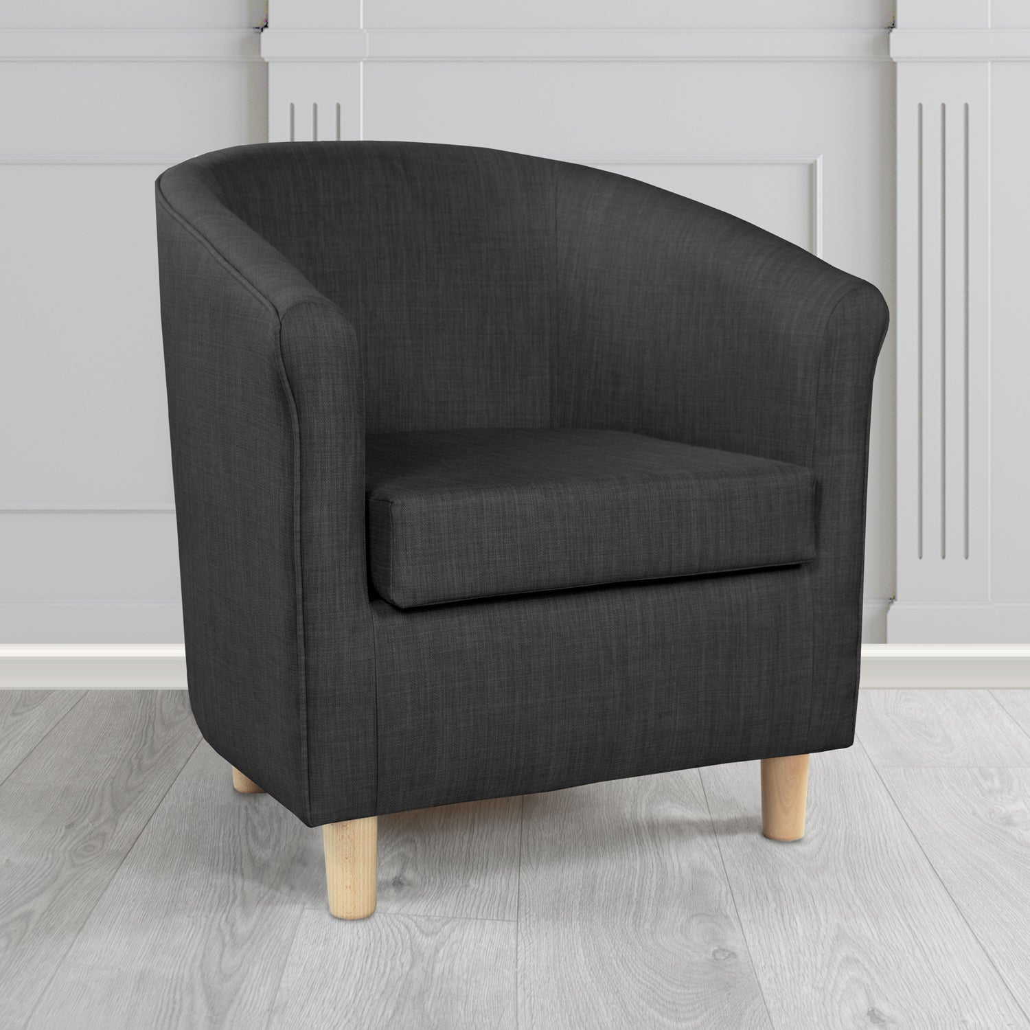 Tuscany Charles Ebony Plain Linen Fabric Tub Chair