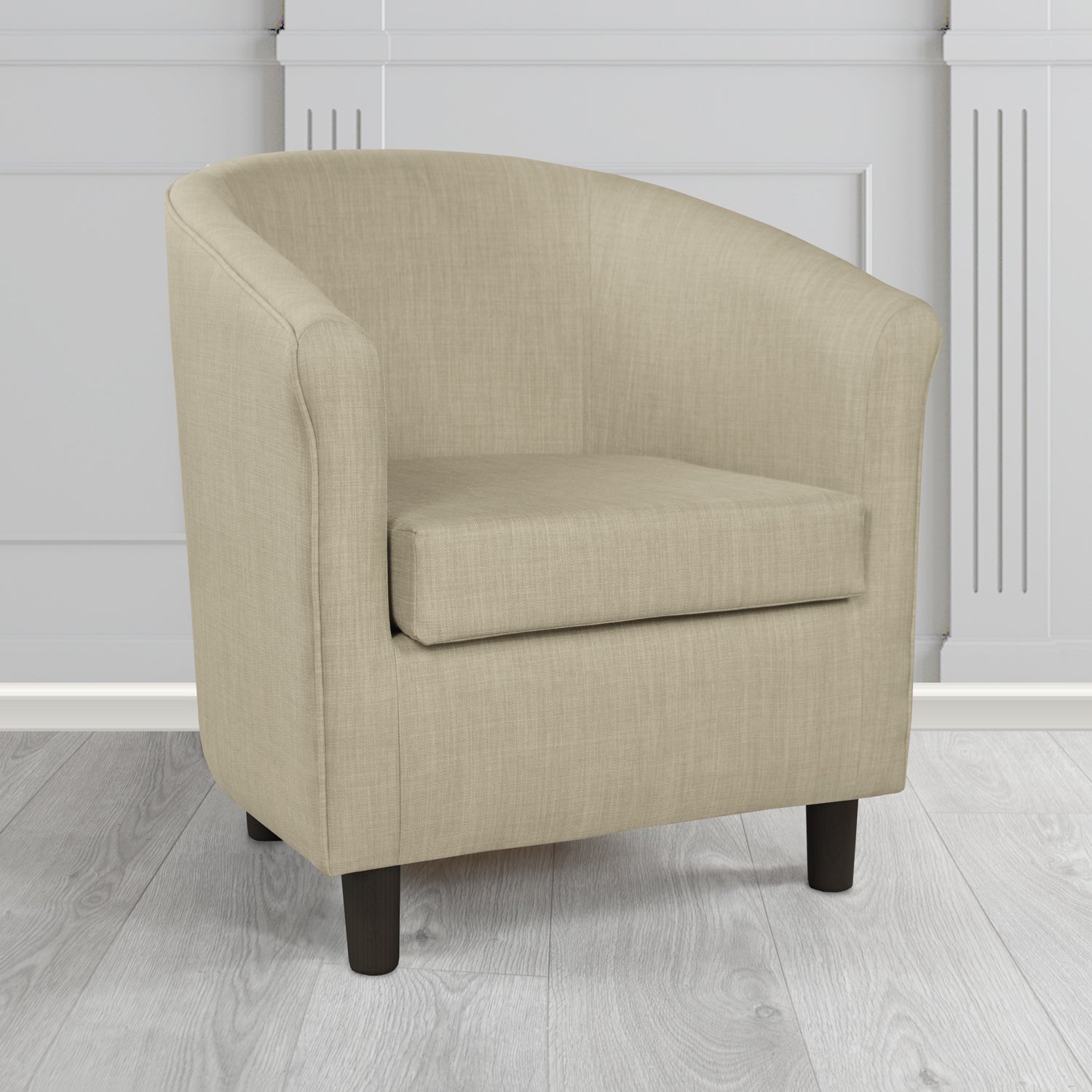 Tuscany Charles Fudge Plain Linen Fabric Tub Chair - The Tub Chair Shop