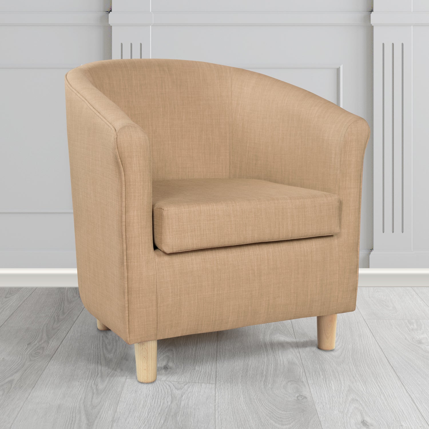 Tuscany Charles Honey Plain Linen Fabric Tub Chair - The Tub Chair Shop