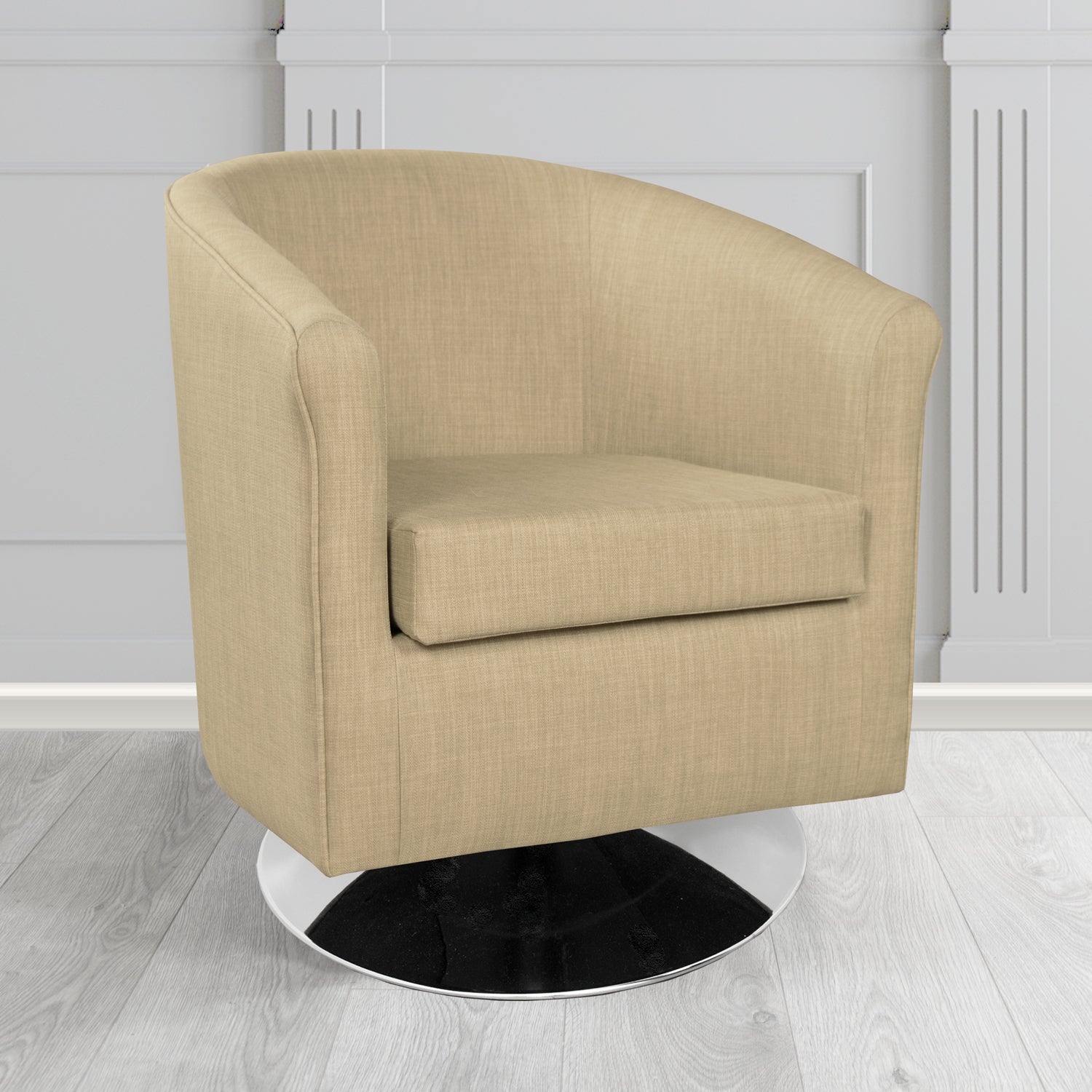 Tuscany Charles Mink Plain Linen Fabric Swivel Tub Chair - The Tub Chair Shop