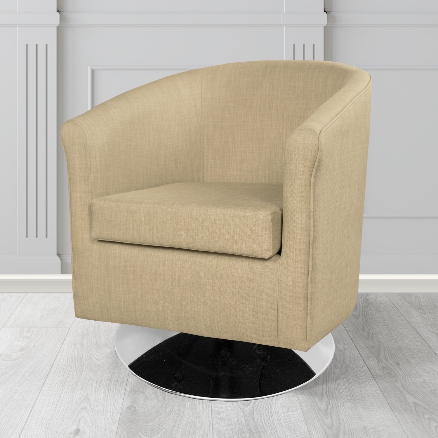 Tuscany Charles Mink Plain Linen Fabric Swivel Tub Chair - The Tub Chair Shop