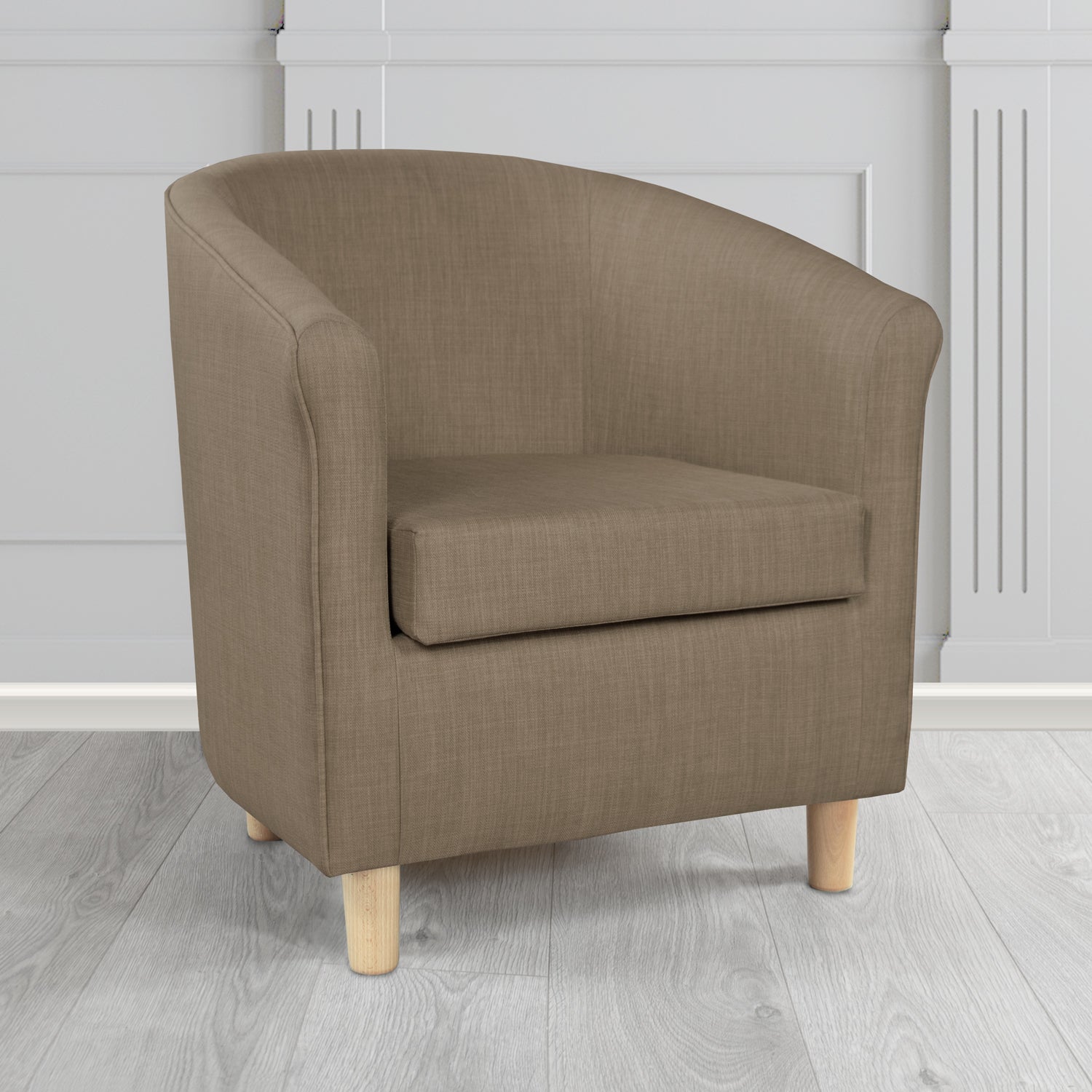 Tuscany Charles Nutmeg Plain Linen Fabric Tub Chair - The Tub Chair Shop