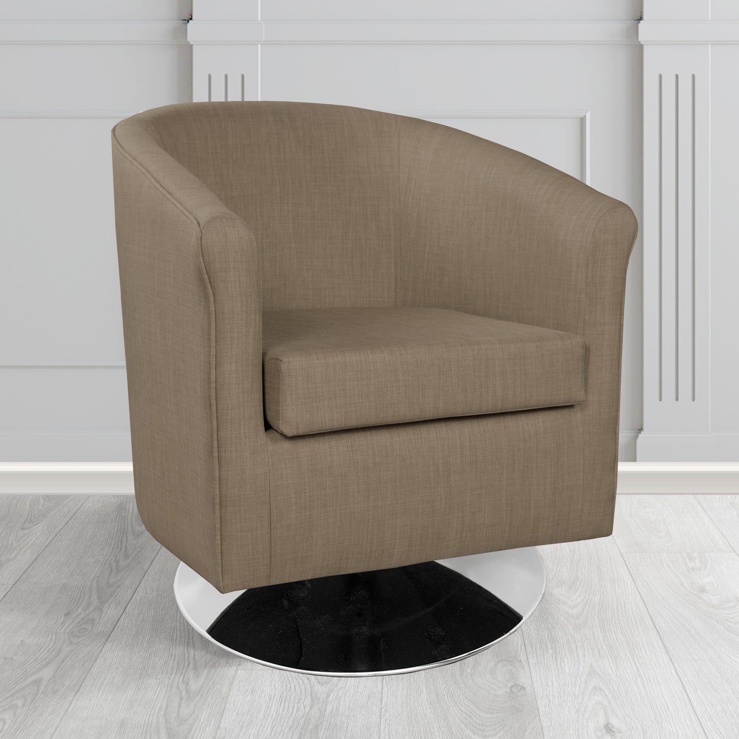 Tuscany Charles Nutmeg Plain Linen Fabric Swivel Tub Chair - The Tub Chair Shop