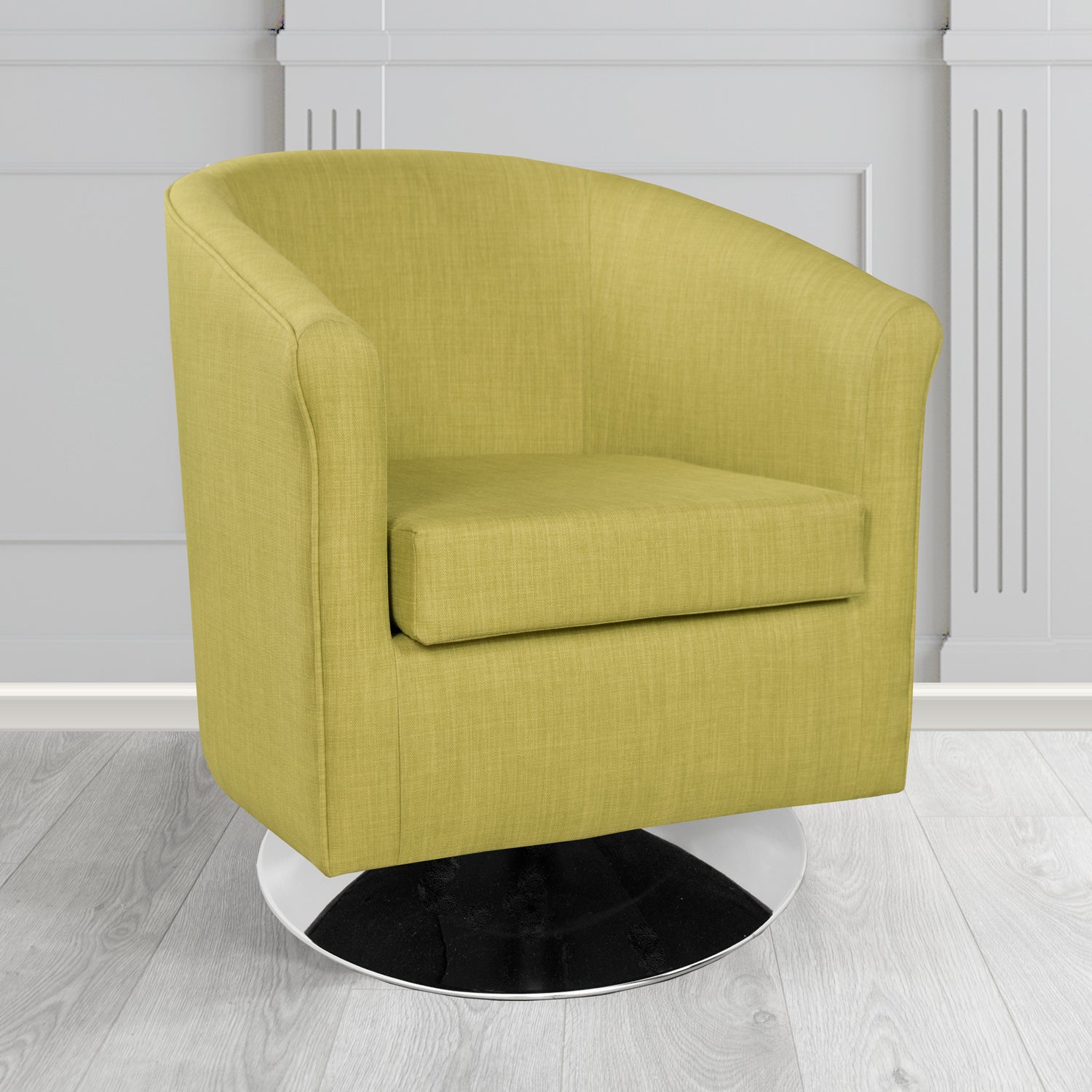 Tuscany Charles Olive Plain Linen Fabric Swivel Tub Chair - The Tub Chair Shop