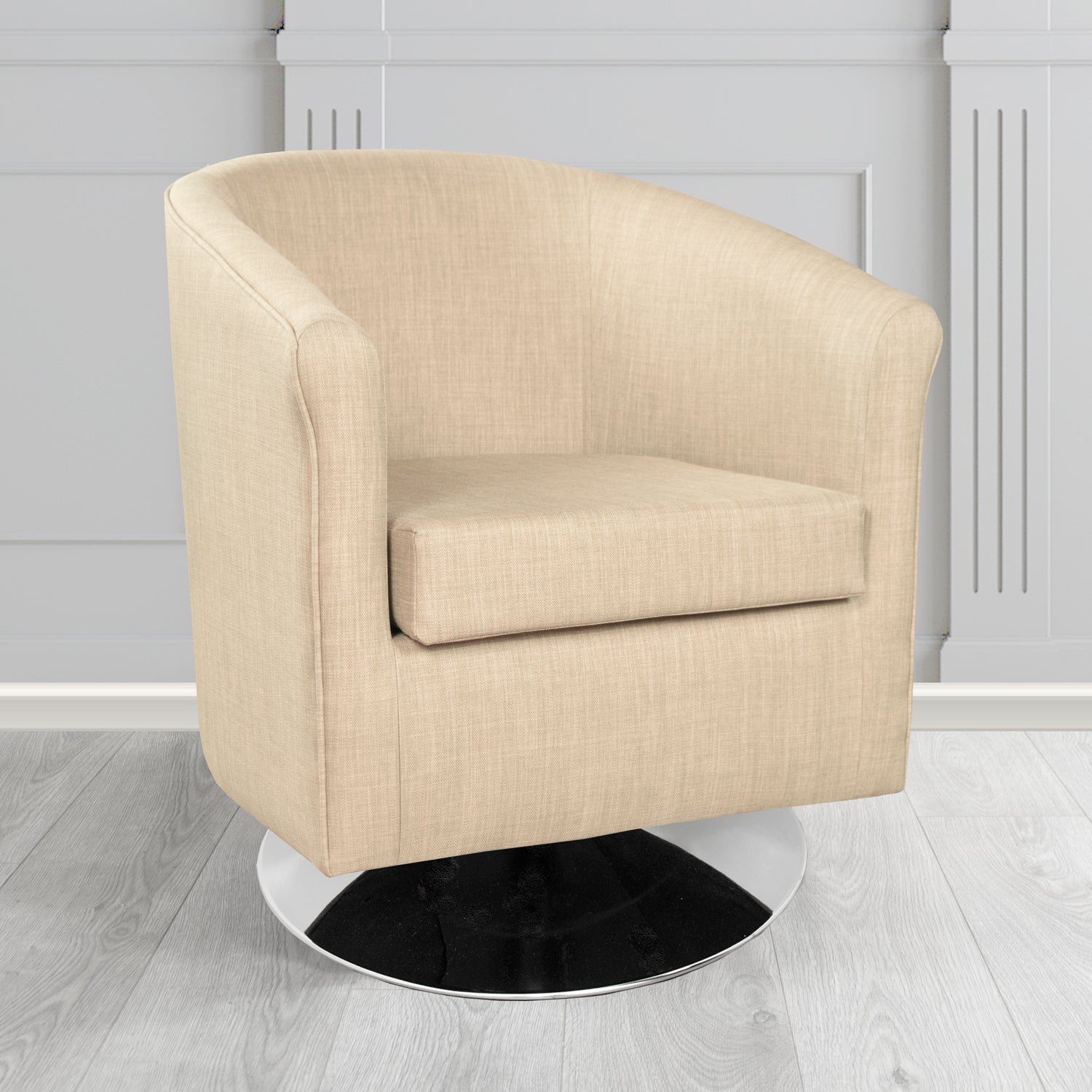 Tuscany Charles Pearl Plain Linen Fabric Swivel Tub Chair - The Tub Chair Shop