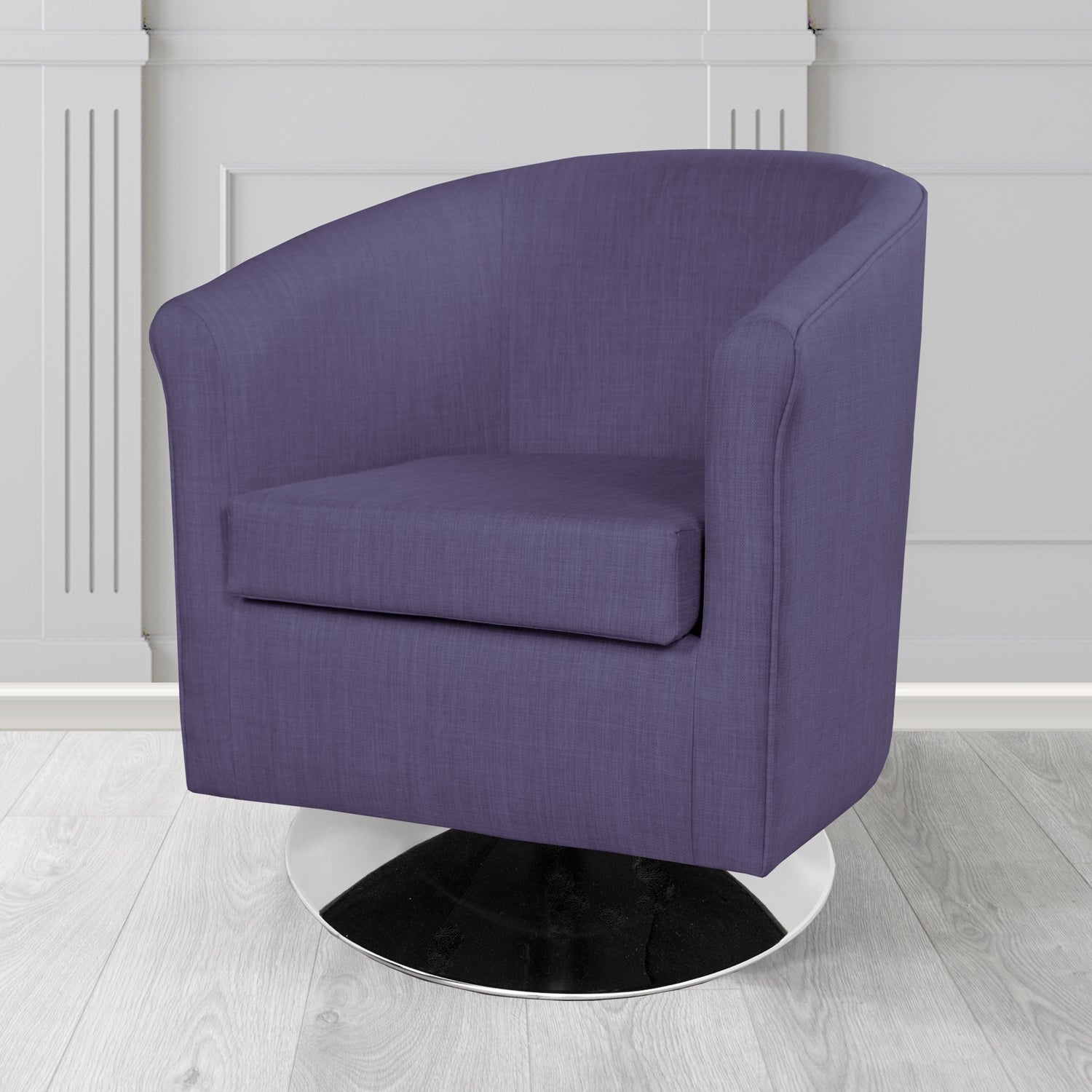Tuscany Charles Purple Plain Linen Fabric Swivel Tub Chair - The Tub Chair Shop