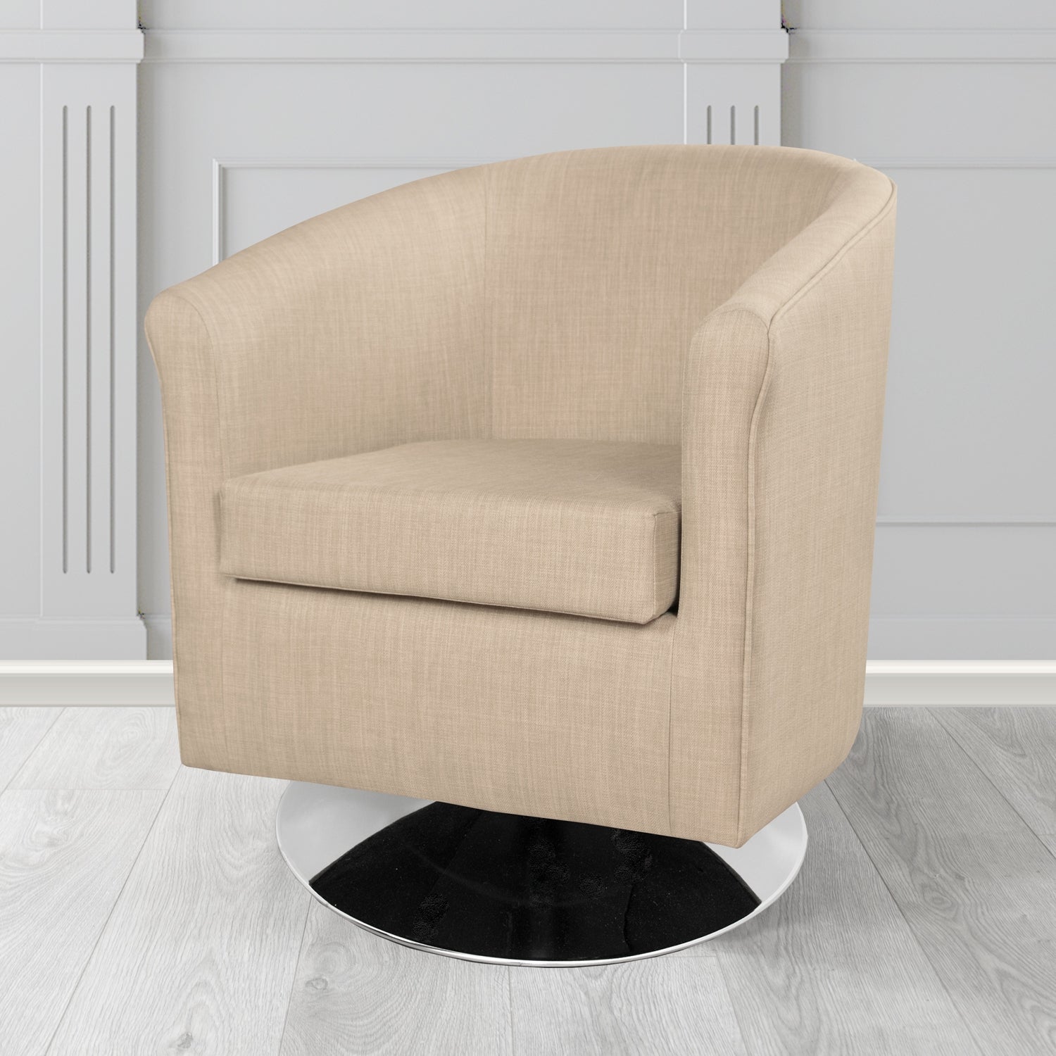 Tuscany Charles Sand Plain Linen Fabric Swivel Tub Chair - The Tub Chair Shop