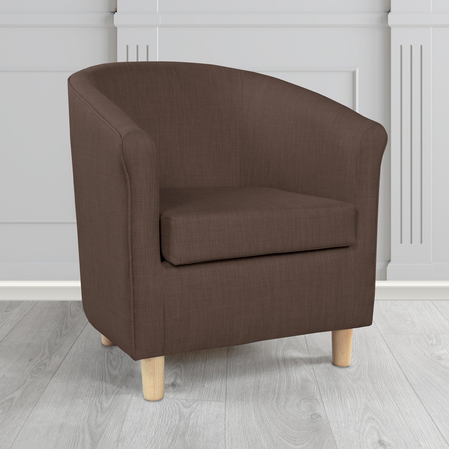 Tuscany Charles Sandalwood Plain Linen Fabric Tub Chair - The Tub Chair Shop