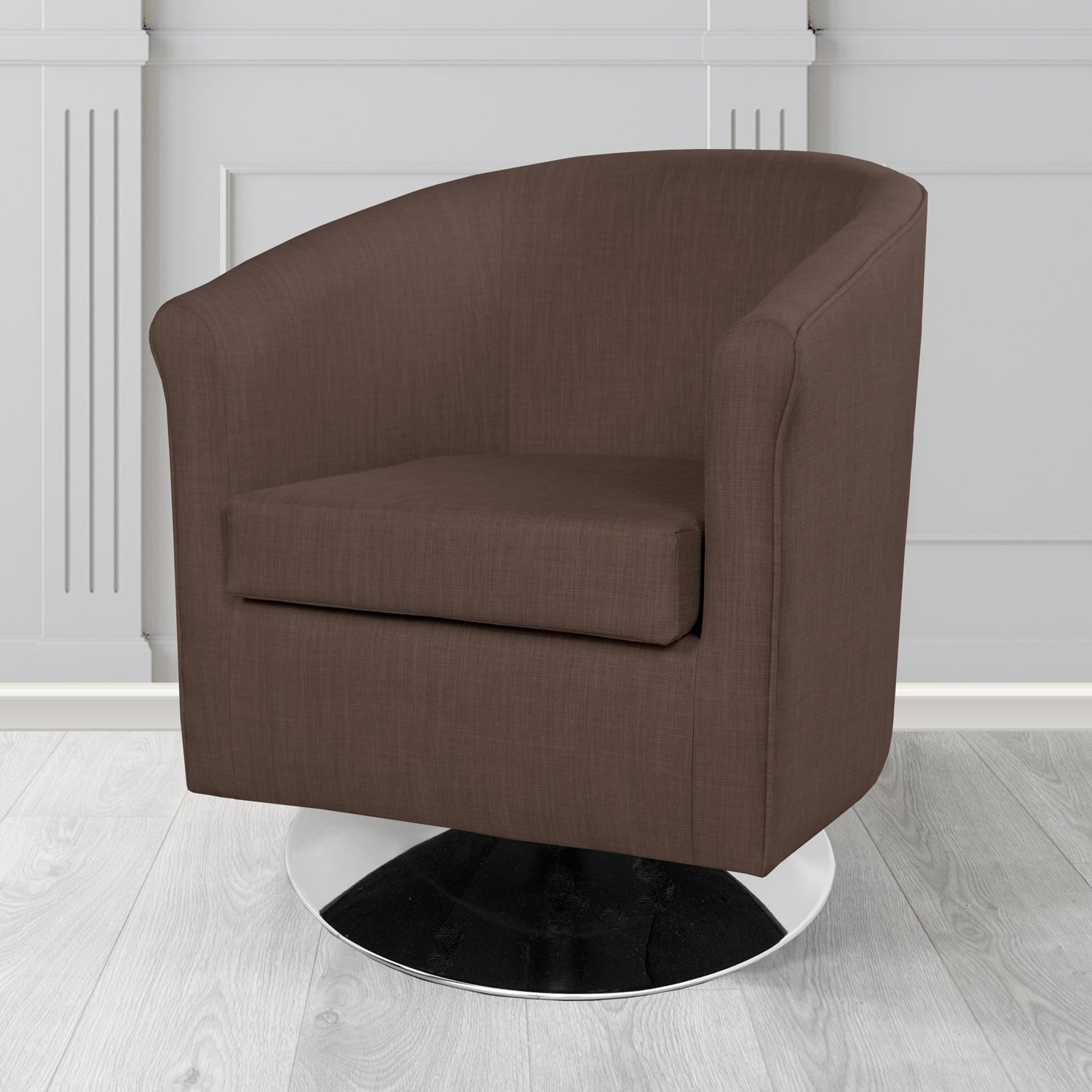 Tuscany Charles Sandalwood Plain Linen Fabric Swivel Tub Chair - The Tub Chair Shop