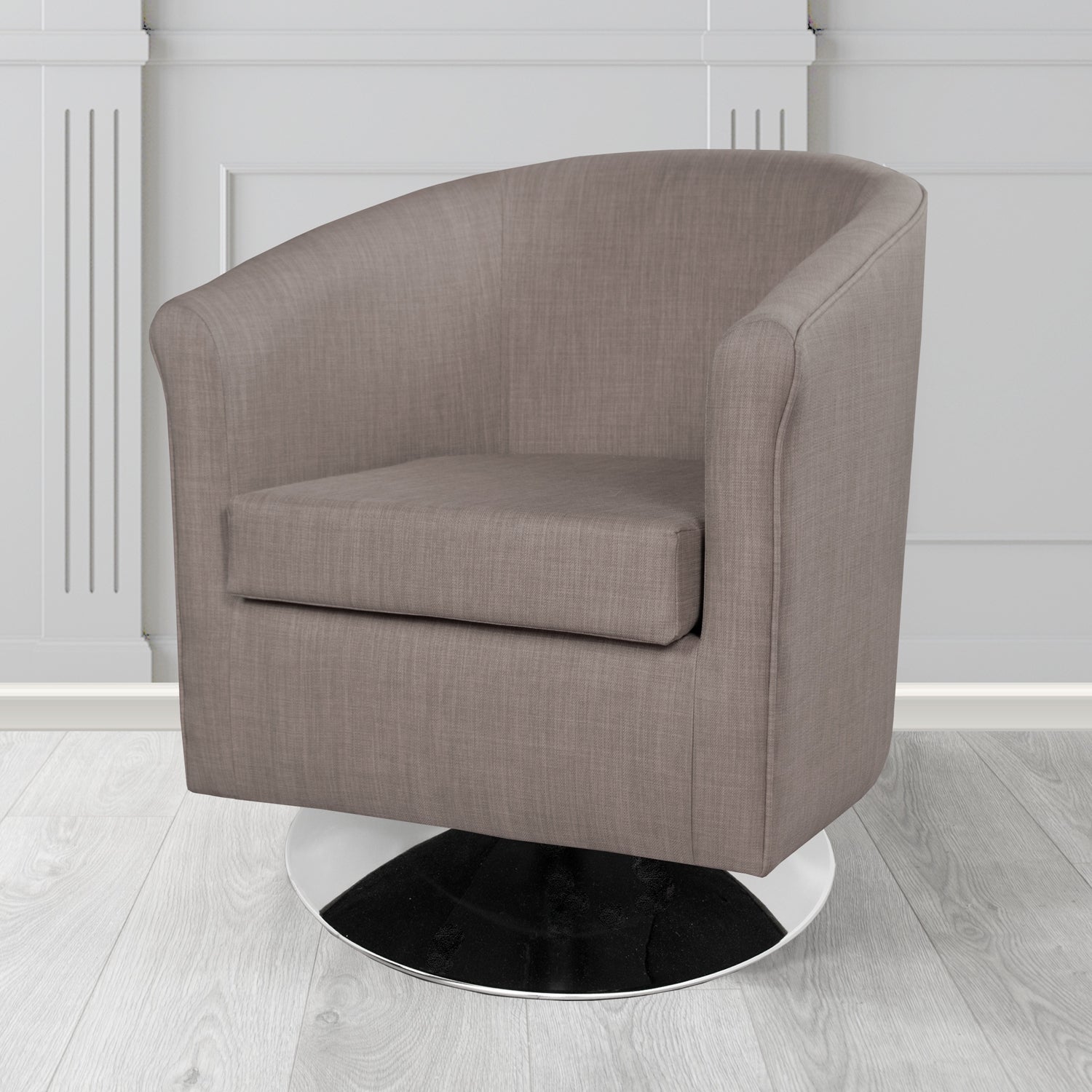 Tuscany Charles Slate Plain Linen Fabric Swivel Tub Chair - The Tub Chair Shop