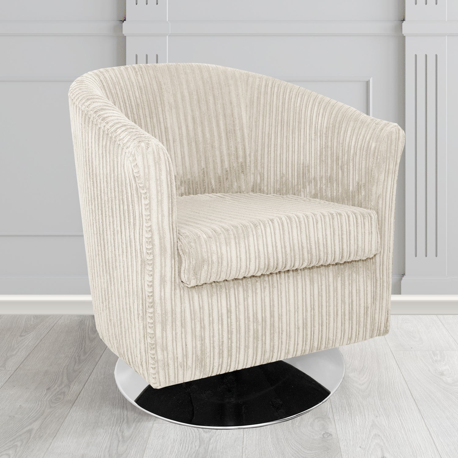 Tuscany Conway Beige Plain Texture Fabric Swivel Tub Chair (6581744304170)