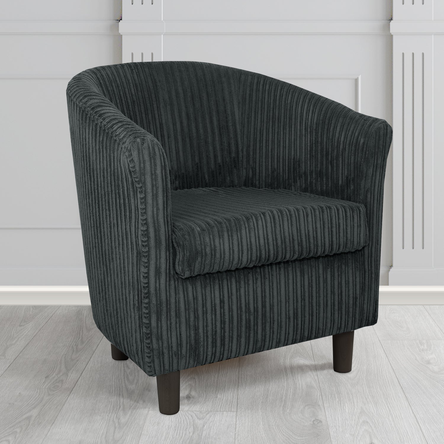 Tuscany in Conway Black Plain Textured Fabric Tub Chair (6581714550826)