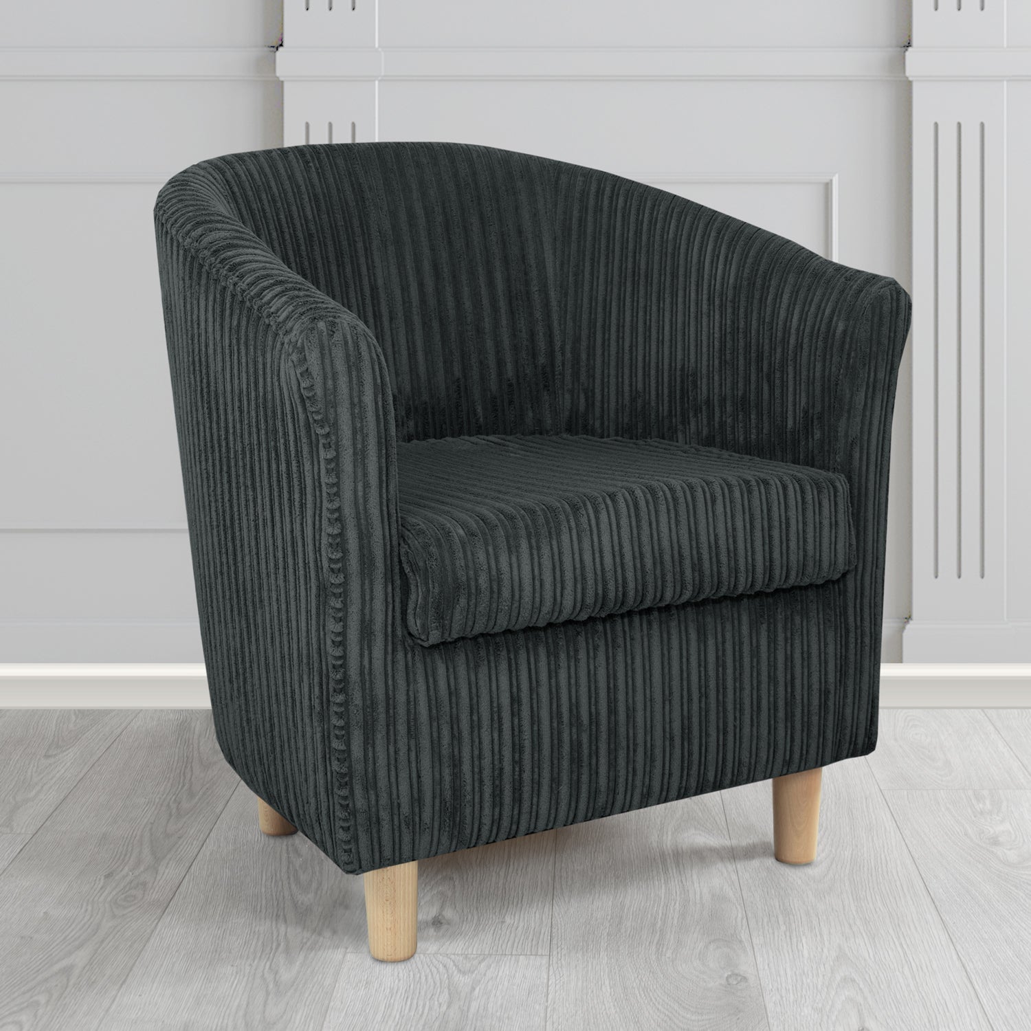 Tuscany in Conway Black Plain Textured Fabric Tub Chair (6581714550826)