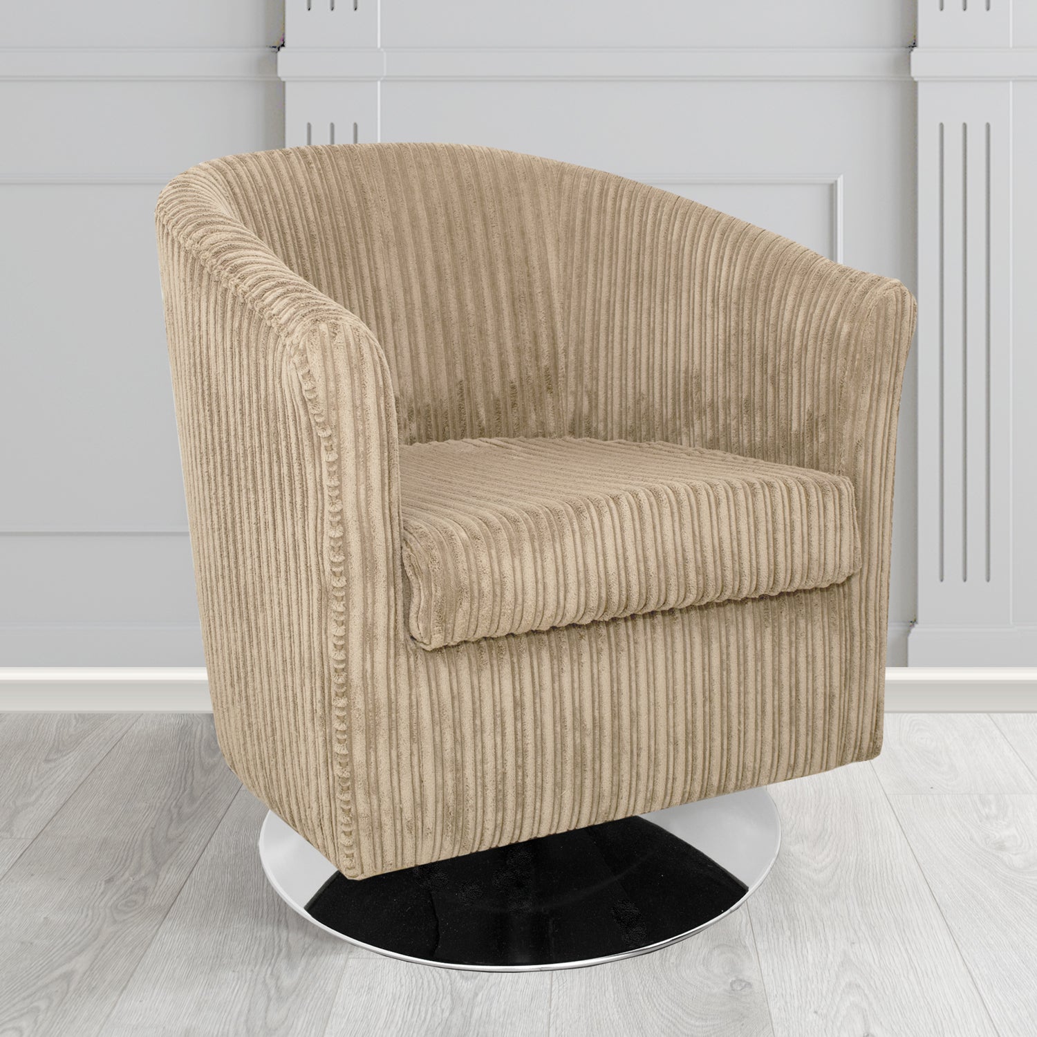 Tuscany Conway Camel Plain Texture Fabric Swivel Tub Chair (6581745254442)